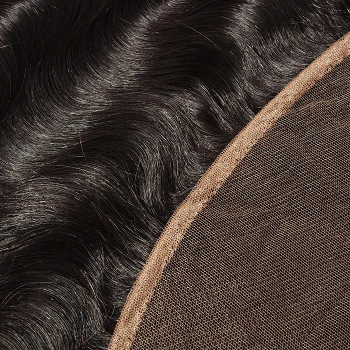 14-20 Inch 13" x 4" Body Wavy Free Parted Frontal #1B Natural Black - Human Hair Frontal