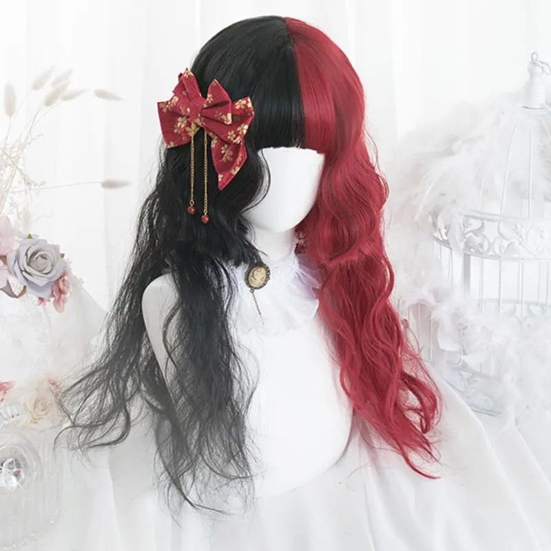 65CM Black Mixed Red Gothic Lolita Cosplay Wig MK14847