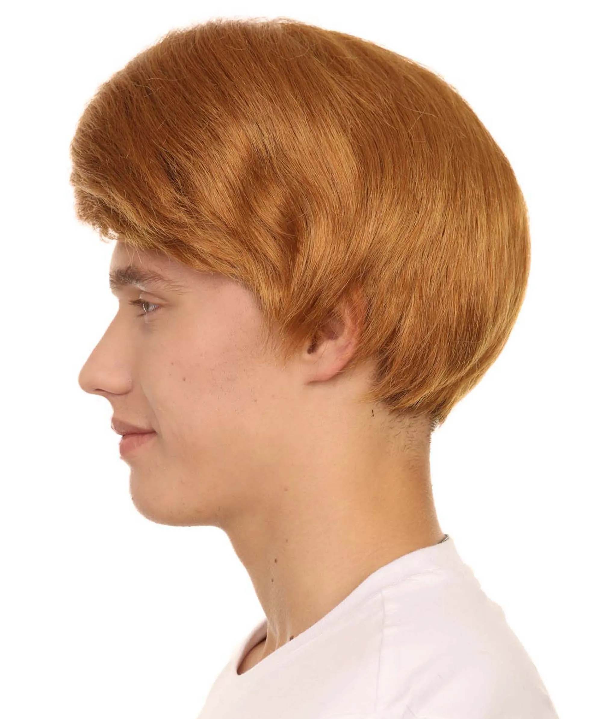 Adult Men's 13" Inch Short Length Straight Auburn Costume Hair Replacement Synthetic Cosplay Anime Halloween Groovy Shaggy Wig| Synthetic Fiber Soft Hair