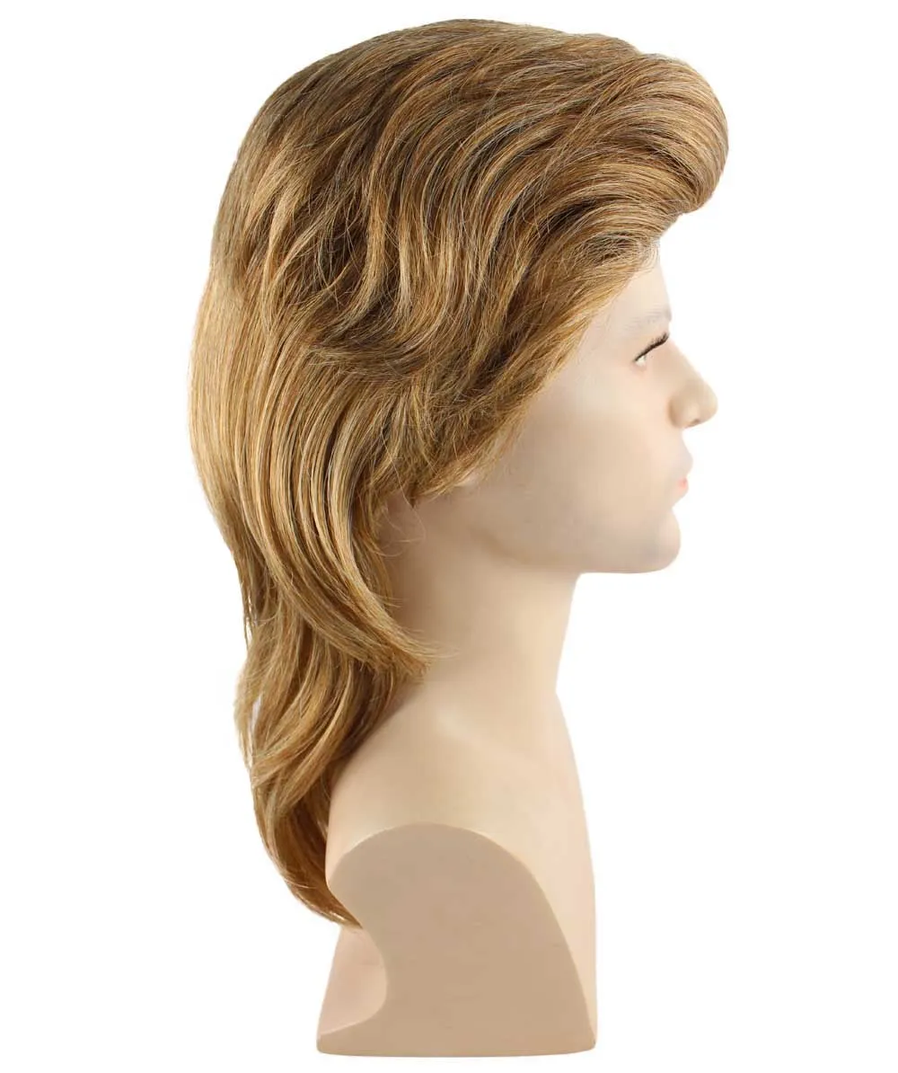 Adult Men's 80's Mullet Wig Brown | Premium Breathable Capless Cap