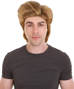 Adult Men's 80's Mullet Wig Brown | Premium Breathable Capless Cap