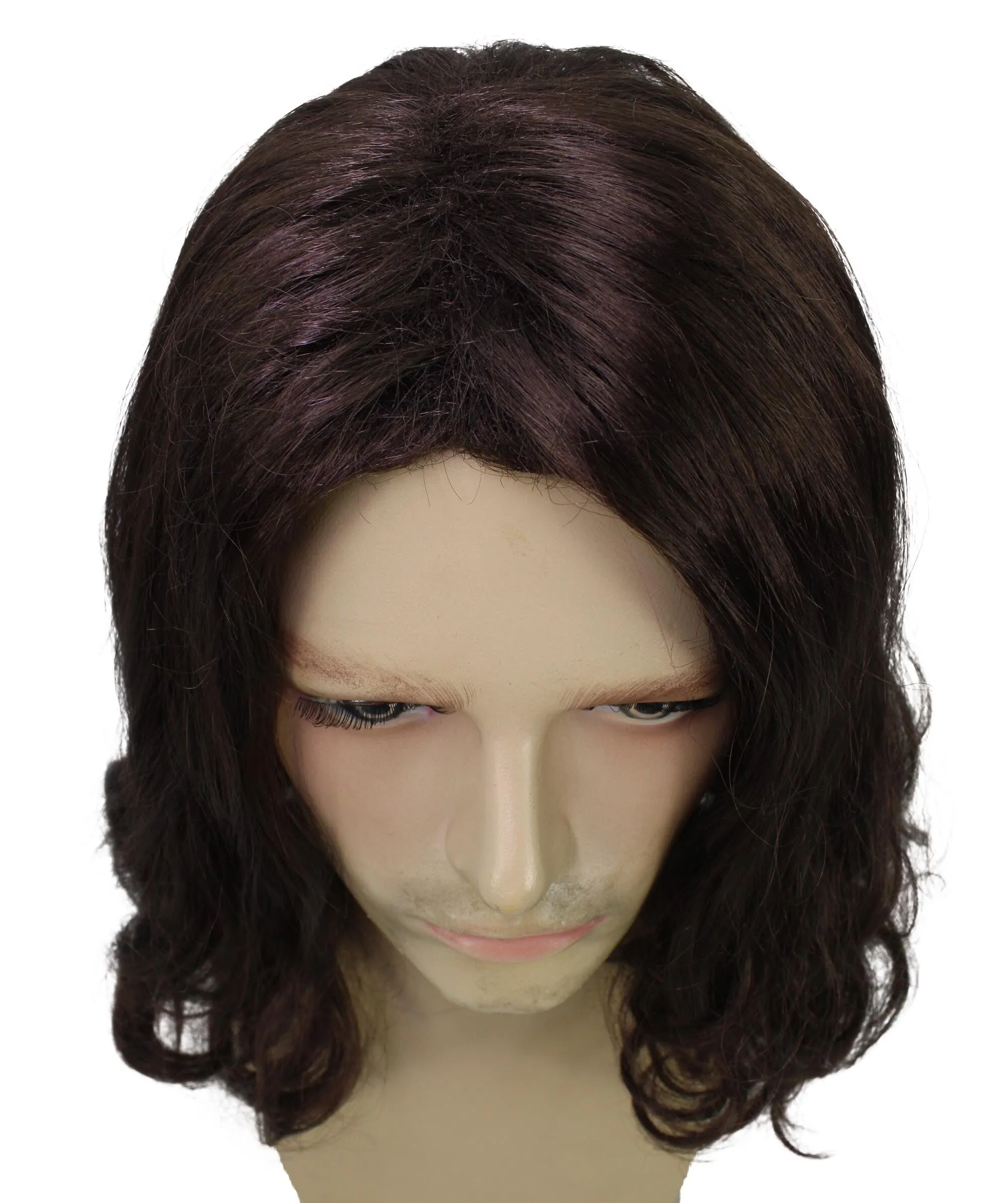 Adult Men's Brown Barebone Long Wavy Wig | Best for Halloween | Flame-retardant Synthetic Fiber