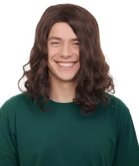 Adult Men's Brown Barebone Long Wavy Wig | Best for Halloween | Flame-retardant Synthetic Fiber