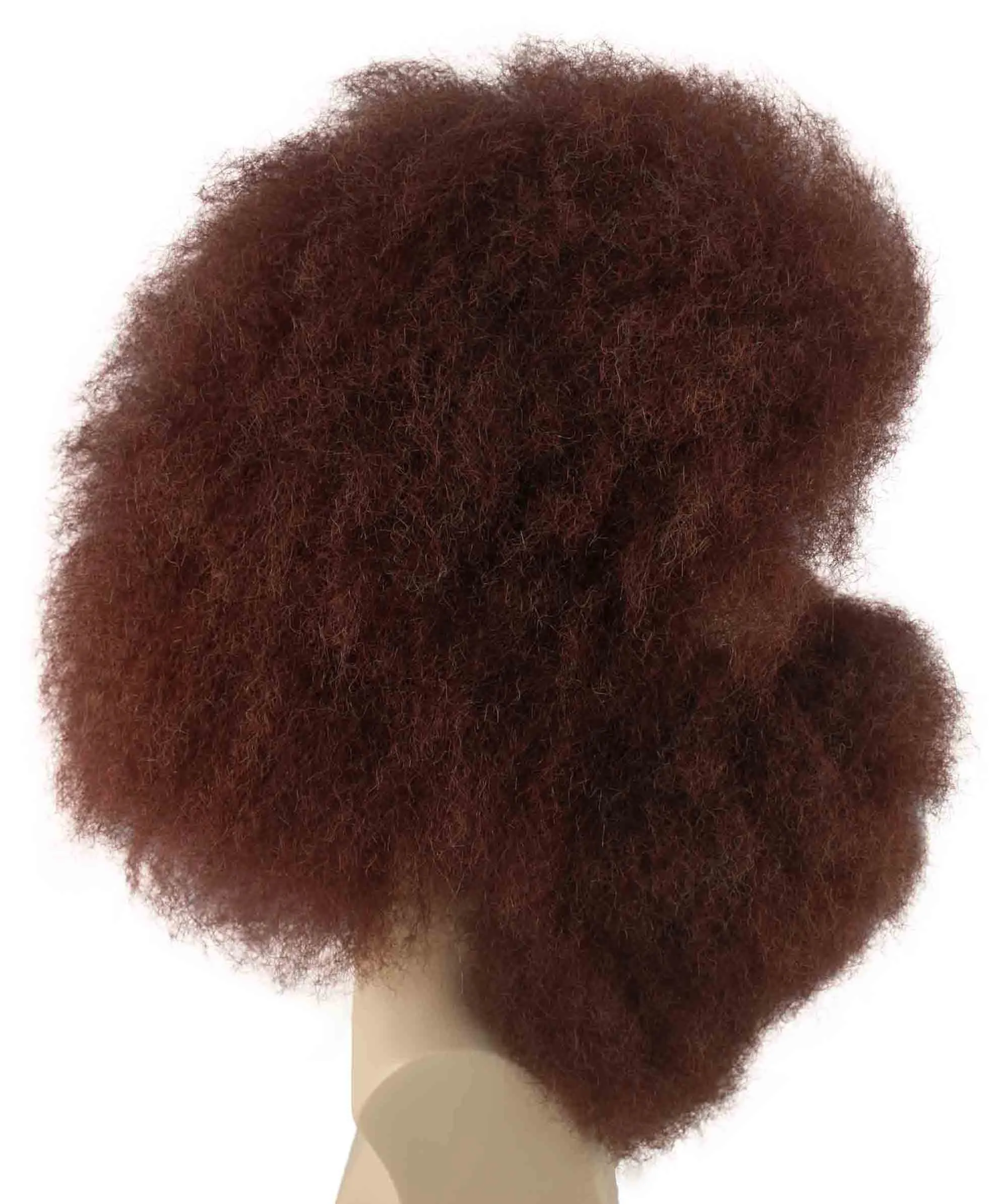 Adult Men's Brown Color Straight Spiked Afro Wildman Wig with Beard