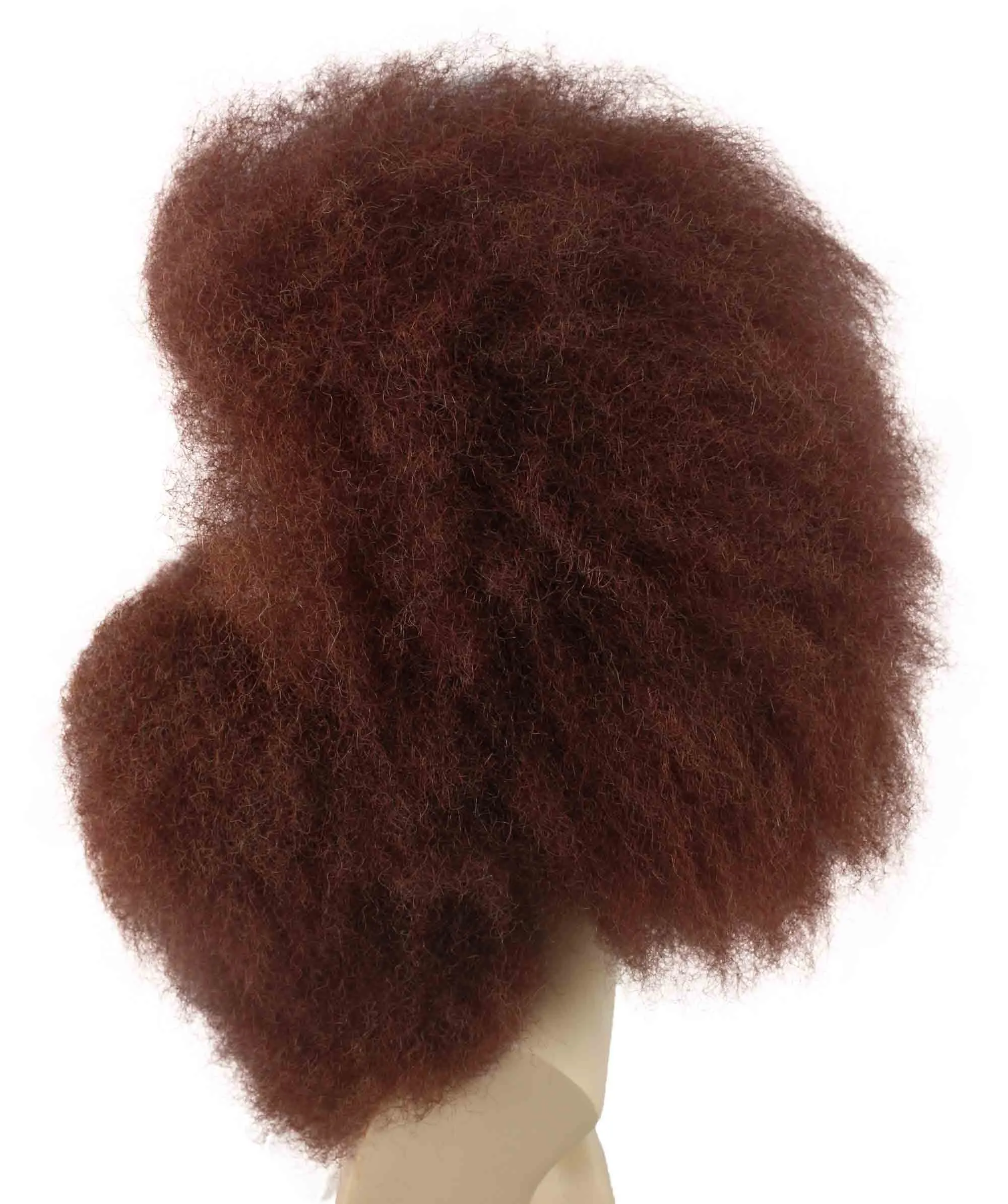 Adult Men's Brown Color Straight Spiked Afro Wildman Wig with Beard