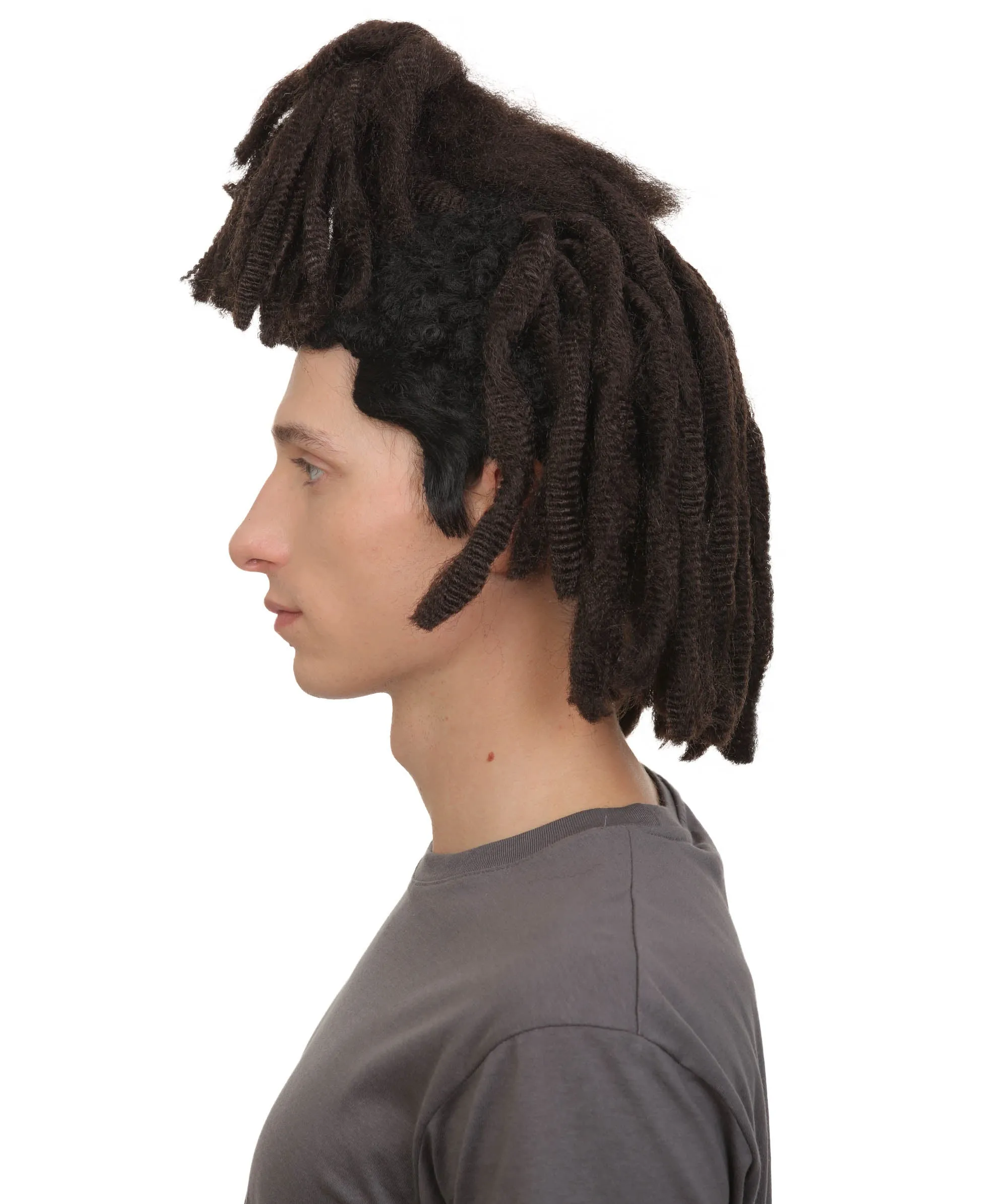 Adult Men’s Canadain Musician Long Dreadlock Ponytail Hair Updo Wig I Flame-retardant 100% Synthetic Fiber