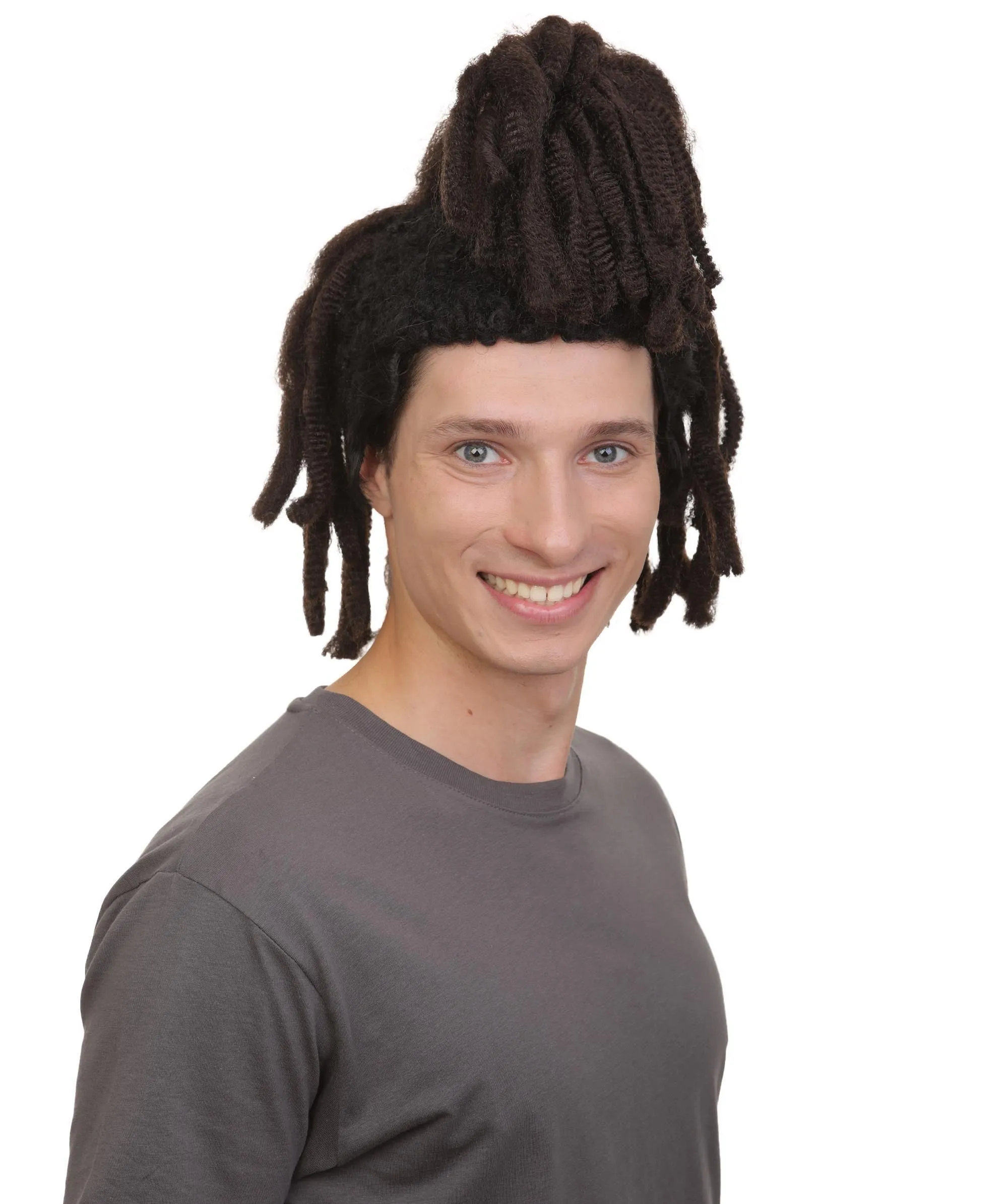 Adult Men’s Canadain Musician Long Dreadlock Ponytail Hair Updo Wig I Flame-retardant 100% Synthetic Fiber
