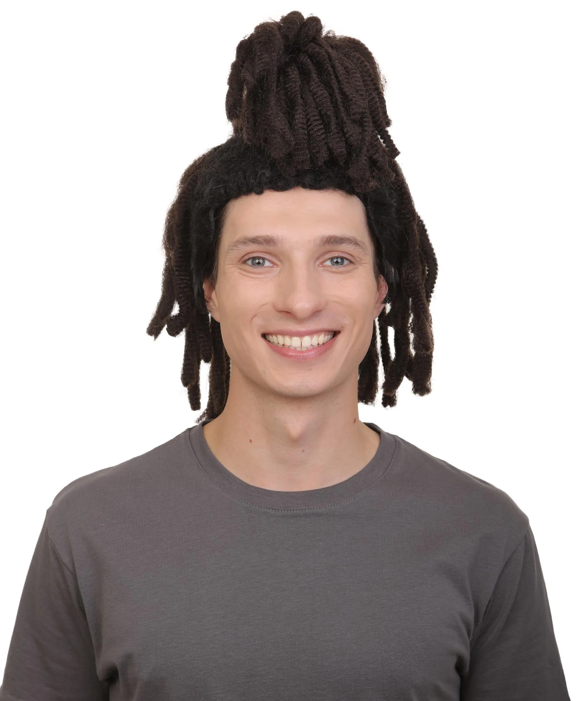 Adult Men’s Canadain Musician Long Dreadlock Ponytail Hair Updo Wig I Flame-retardant 100% Synthetic Fiber