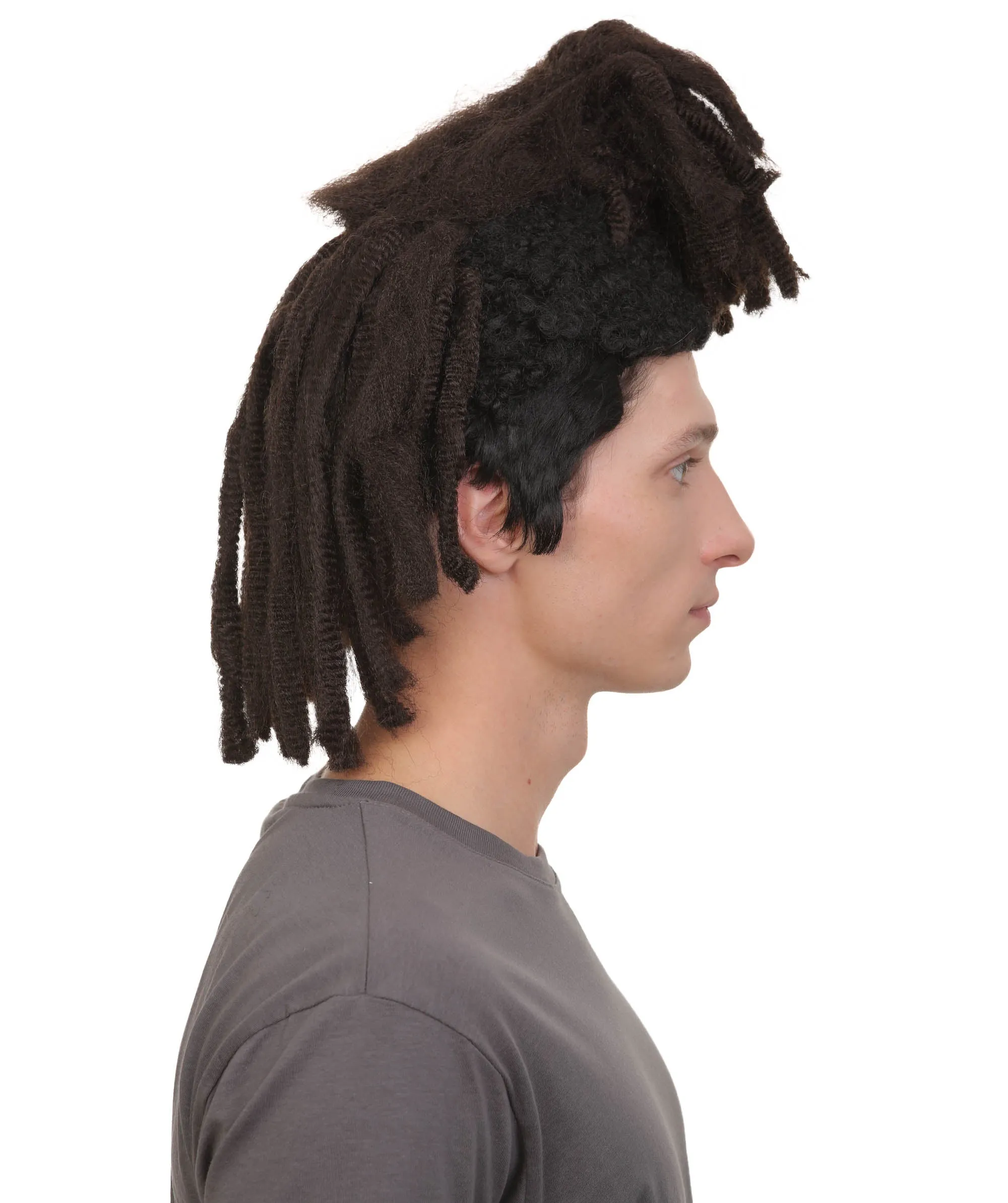 Adult Men’s Canadain Musician Long Dreadlock Ponytail Hair Updo Wig I Flame-retardant 100% Synthetic Fiber