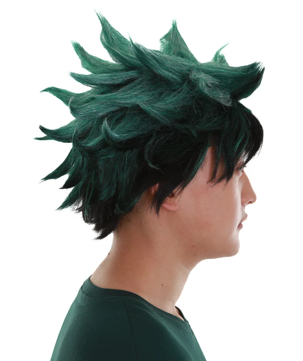 Adult Men's Dark Green Color Spiked Cosplay Wig
