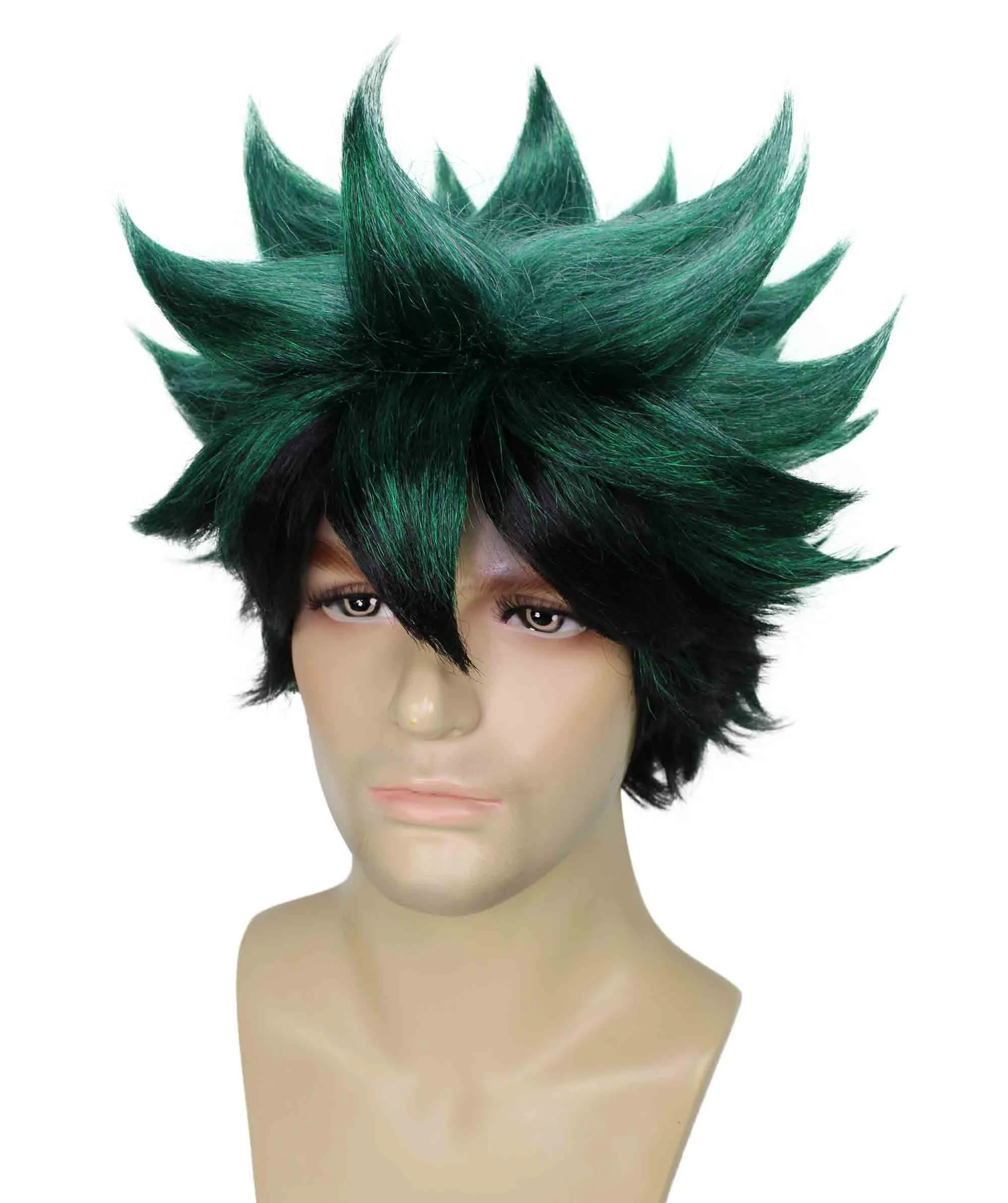 Adult Men's Dark Green Color Spiked Cosplay Wig