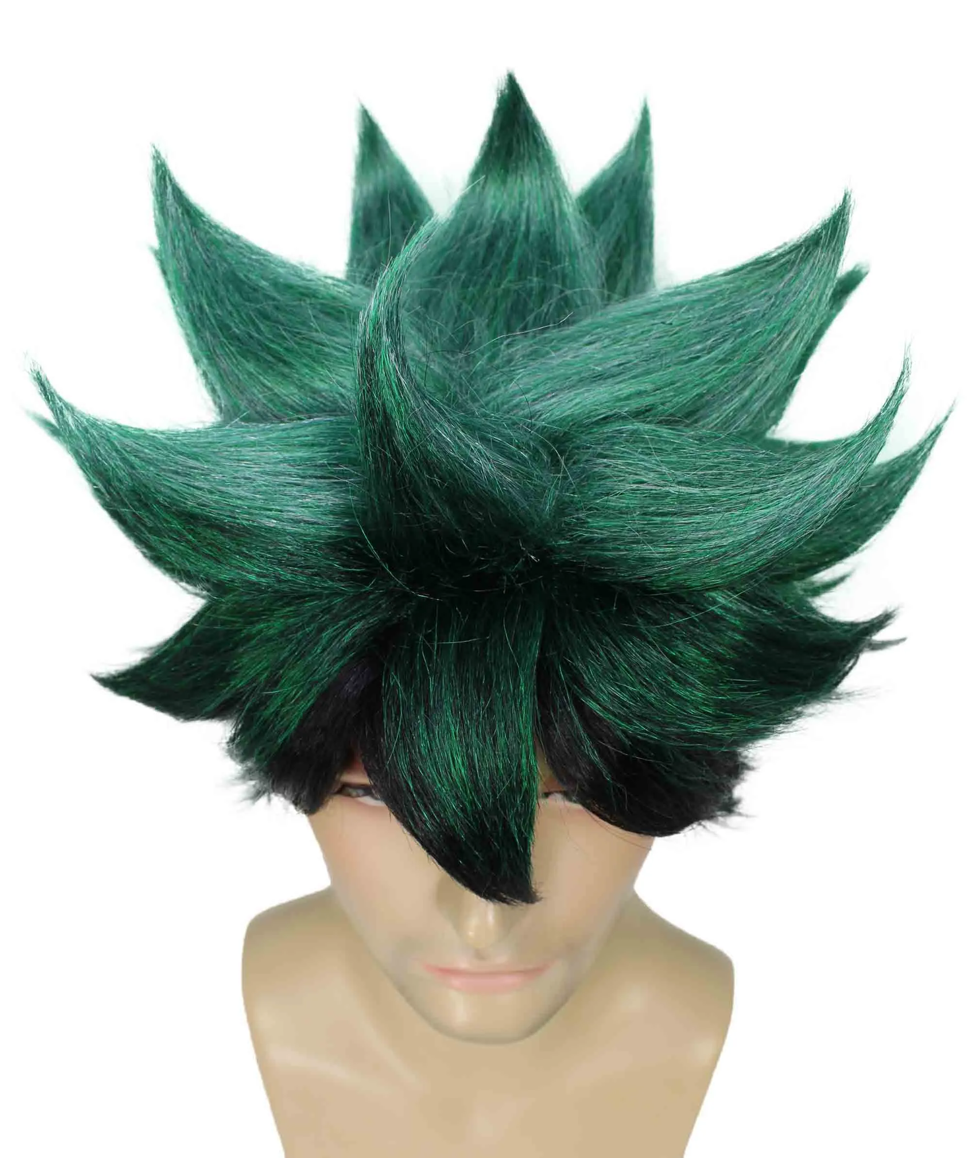 Adult Men's Dark Green Color Spiked Cosplay Wig
