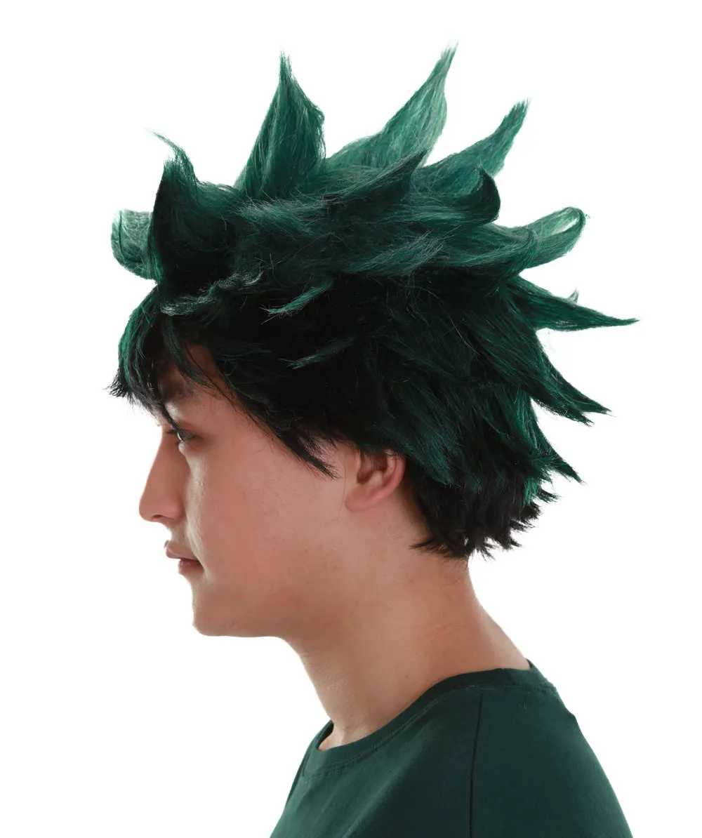 Adult Men's Dark Green Color Spiked Cosplay Wig