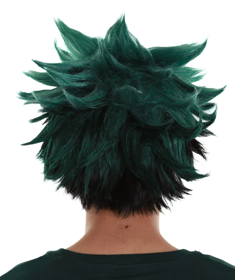 Adult Men's Dark Green Color Spiked Cosplay Wig