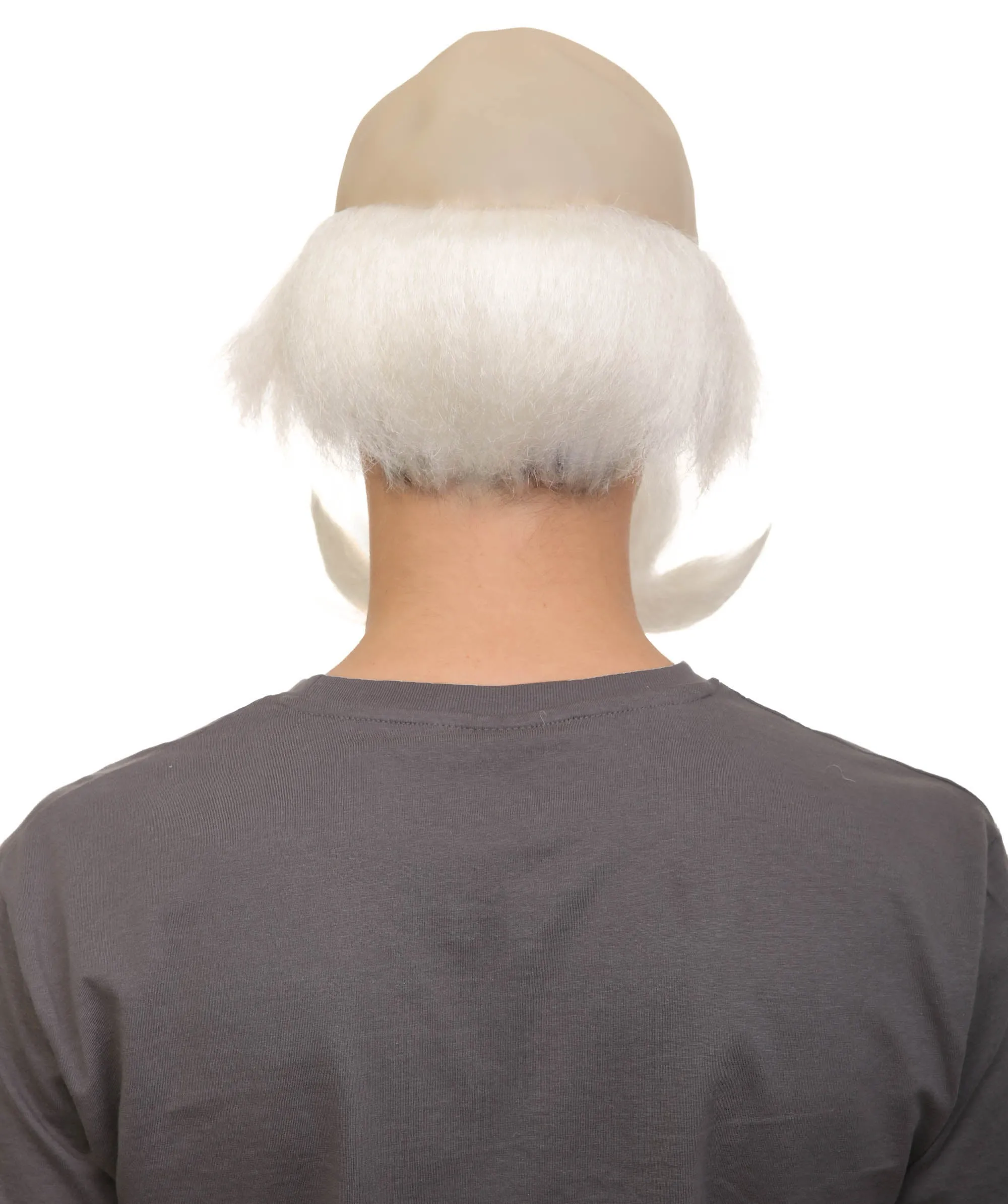 Adult Men’s Fairy Tale King White Half-bald Wig with Mustache and Eyebrows | Perfect for Halloween | Flame-retardant Synthetic Fiber
