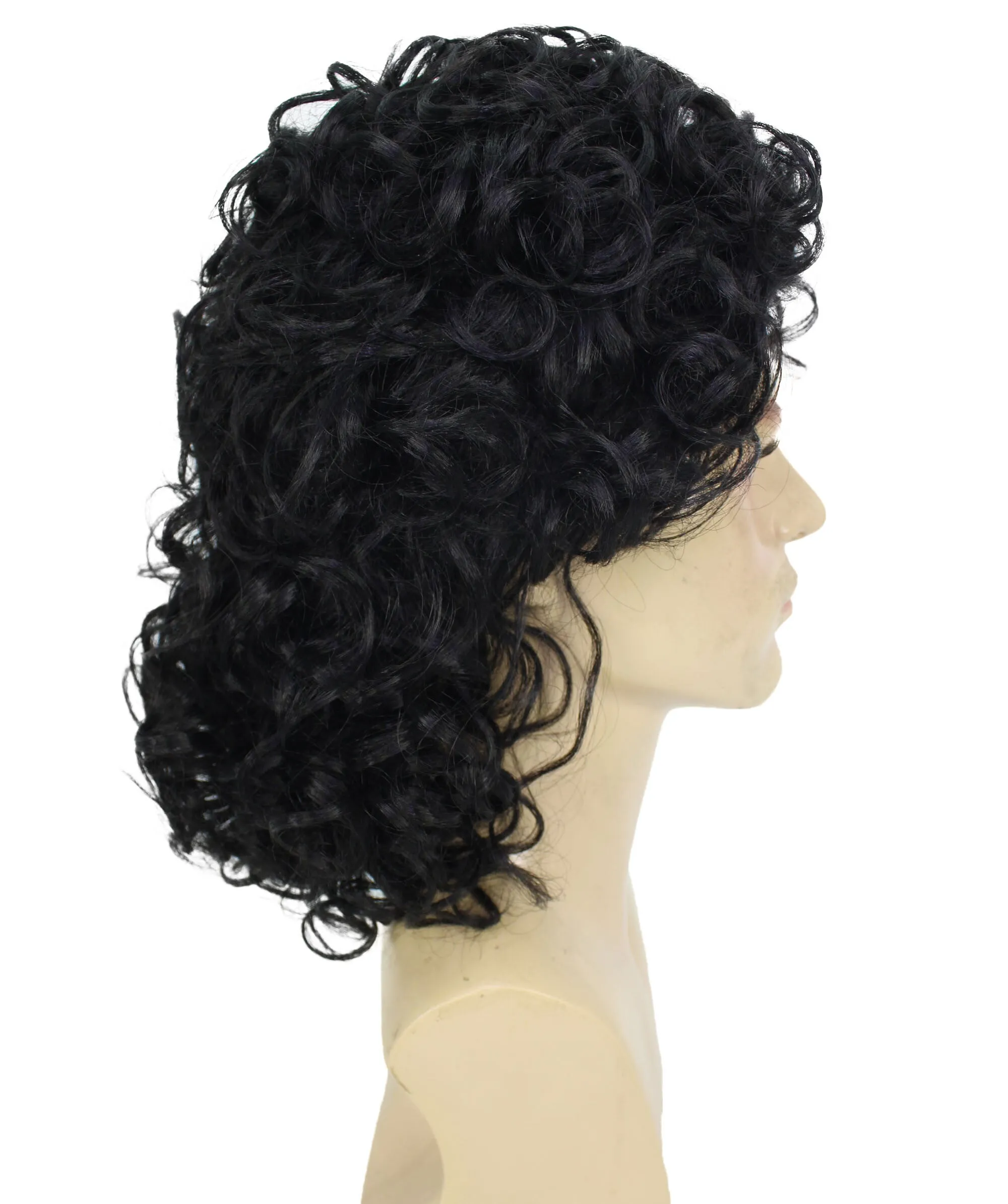 Adult Men’s Legendary Popstar Curly Pop King Wig I Black Color I  Breathable Capless Cap I Flame-retardant Synthetic Fiber