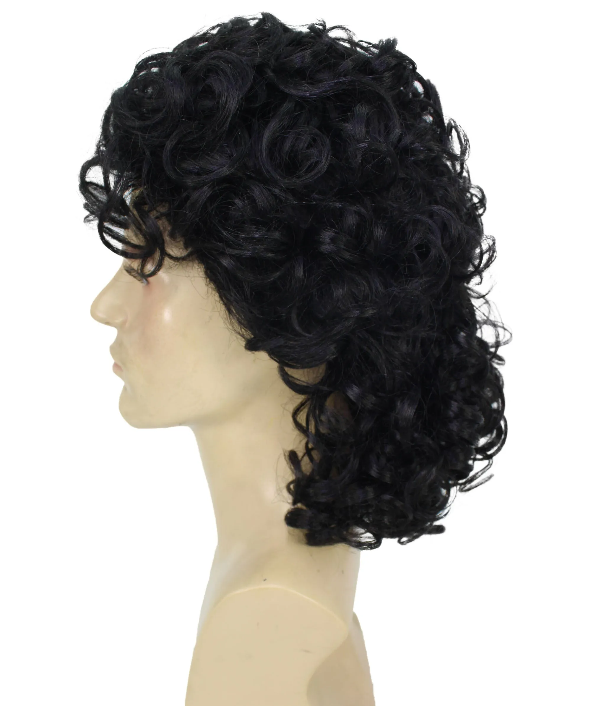 Adult Men’s Legendary Popstar Curly Pop King Wig I Black Color I  Breathable Capless Cap I Flame-retardant Synthetic Fiber