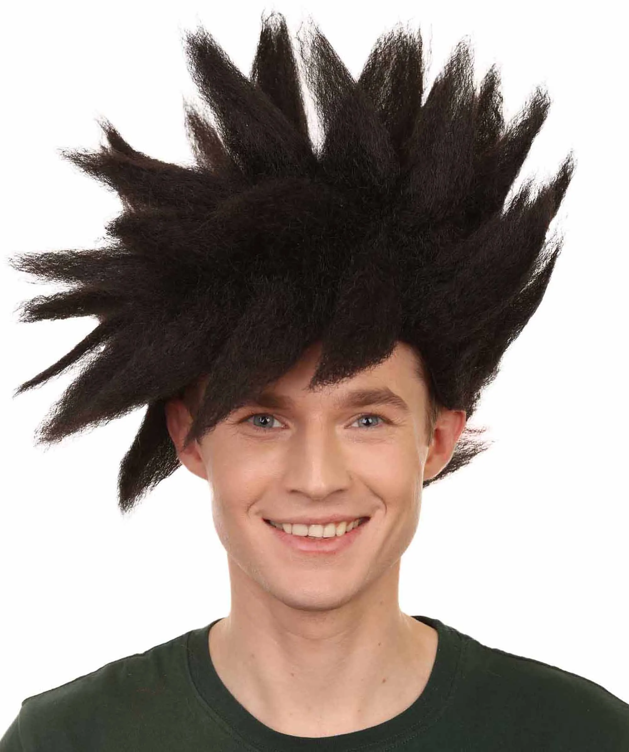 Adult Men's Medium Length Spiked Halloween Cosplay Anime Villain Blueflame Costume Wig, Synthetic Soft Fiber Hair, Perfect for your next Convention and Group Crossplay!  | HPO