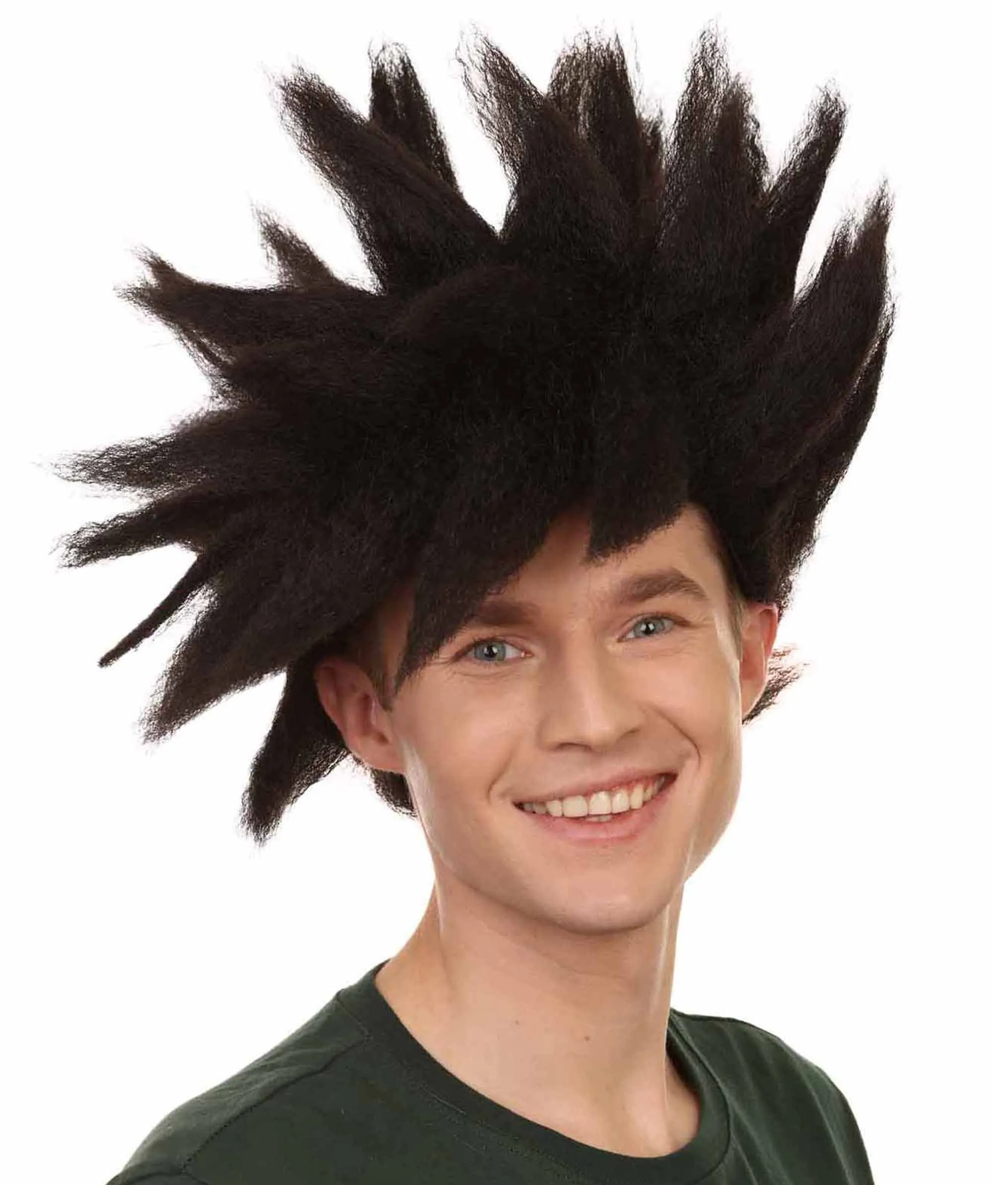 Adult Men's Medium Length Spiked Halloween Cosplay Anime Villain Blueflame Costume Wig, Synthetic Soft Fiber Hair, Perfect for your next Convention and Group Crossplay!  | HPO