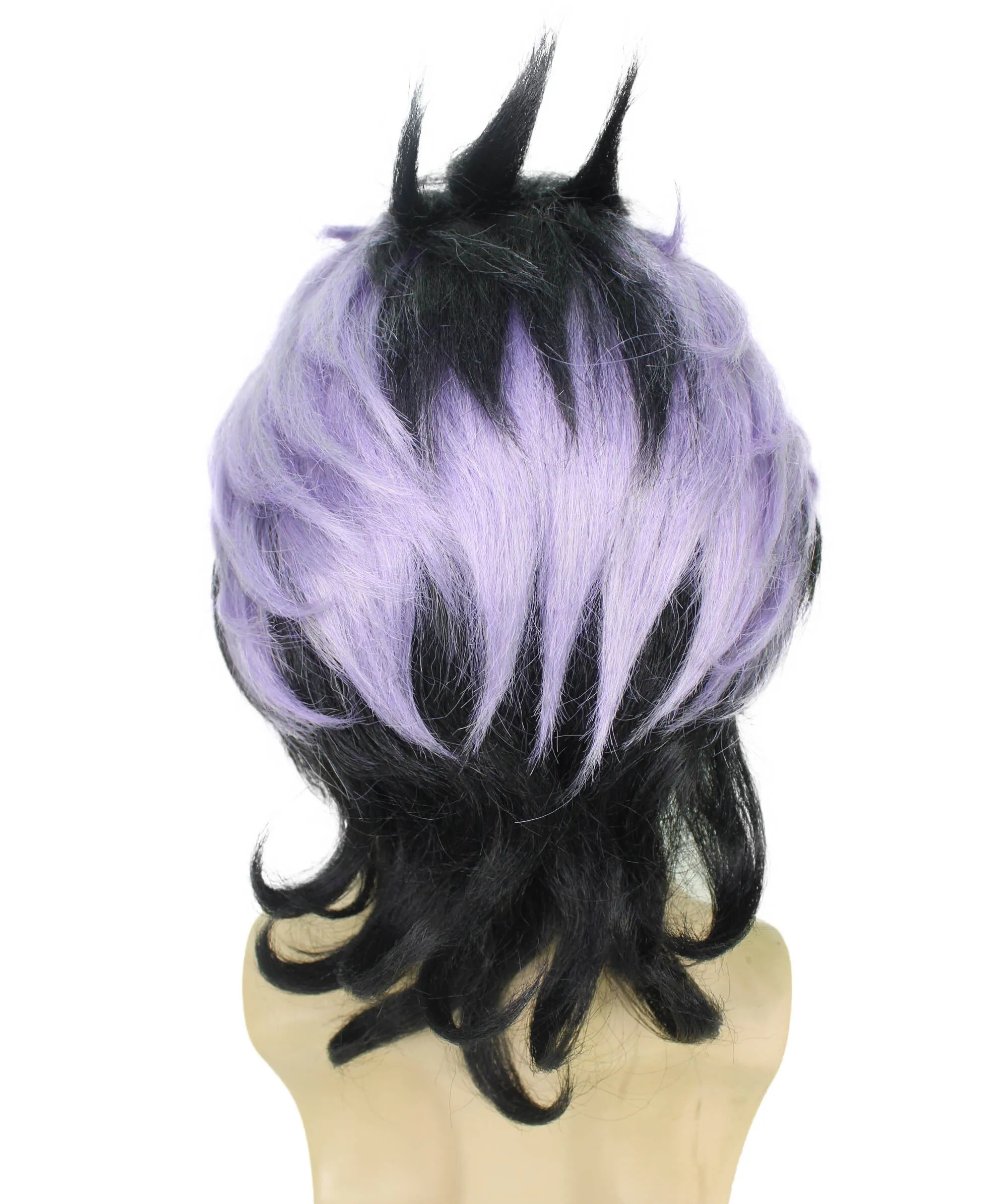 Adult Men's Protective Anime Character Purple Black Spiky Wig | Perfect for Halloween | Flame-retardant Synthetic Fiber