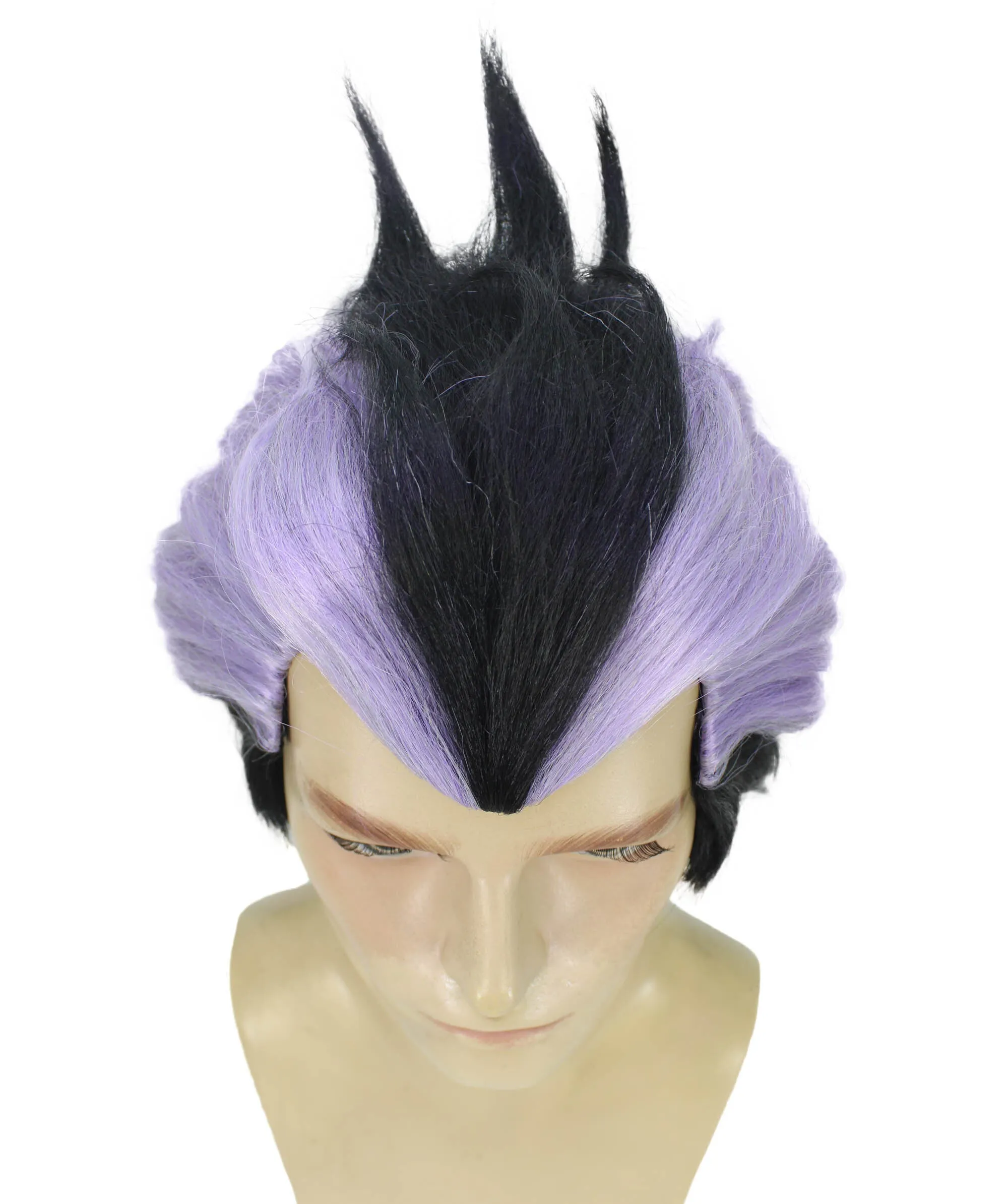 Adult Men's Protective Anime Character Purple Black Spiky Wig | Perfect for Halloween | Flame-retardant Synthetic Fiber