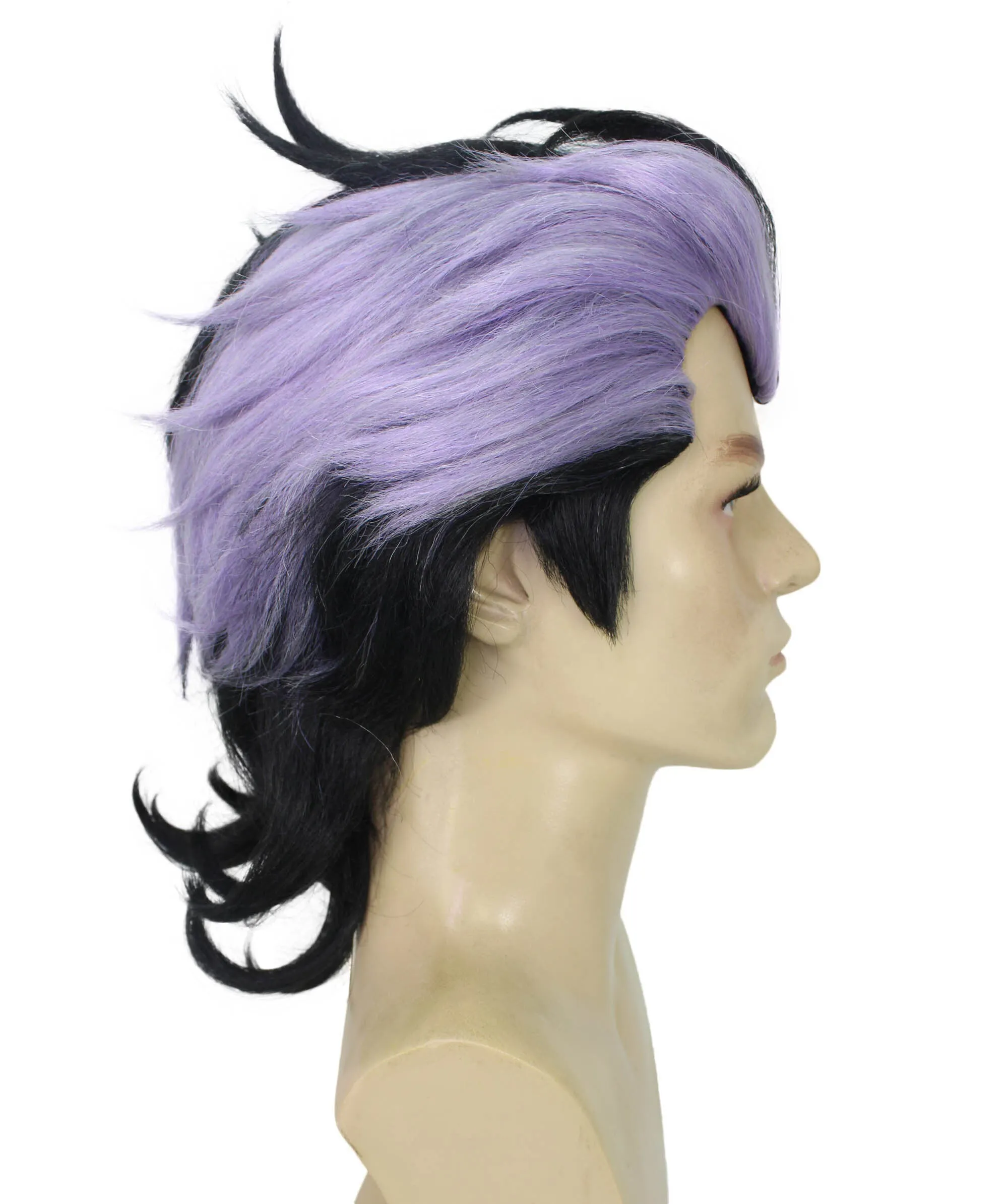 Adult Men's Protective Anime Character Purple Black Spiky Wig | Perfect for Halloween | Flame-retardant Synthetic Fiber