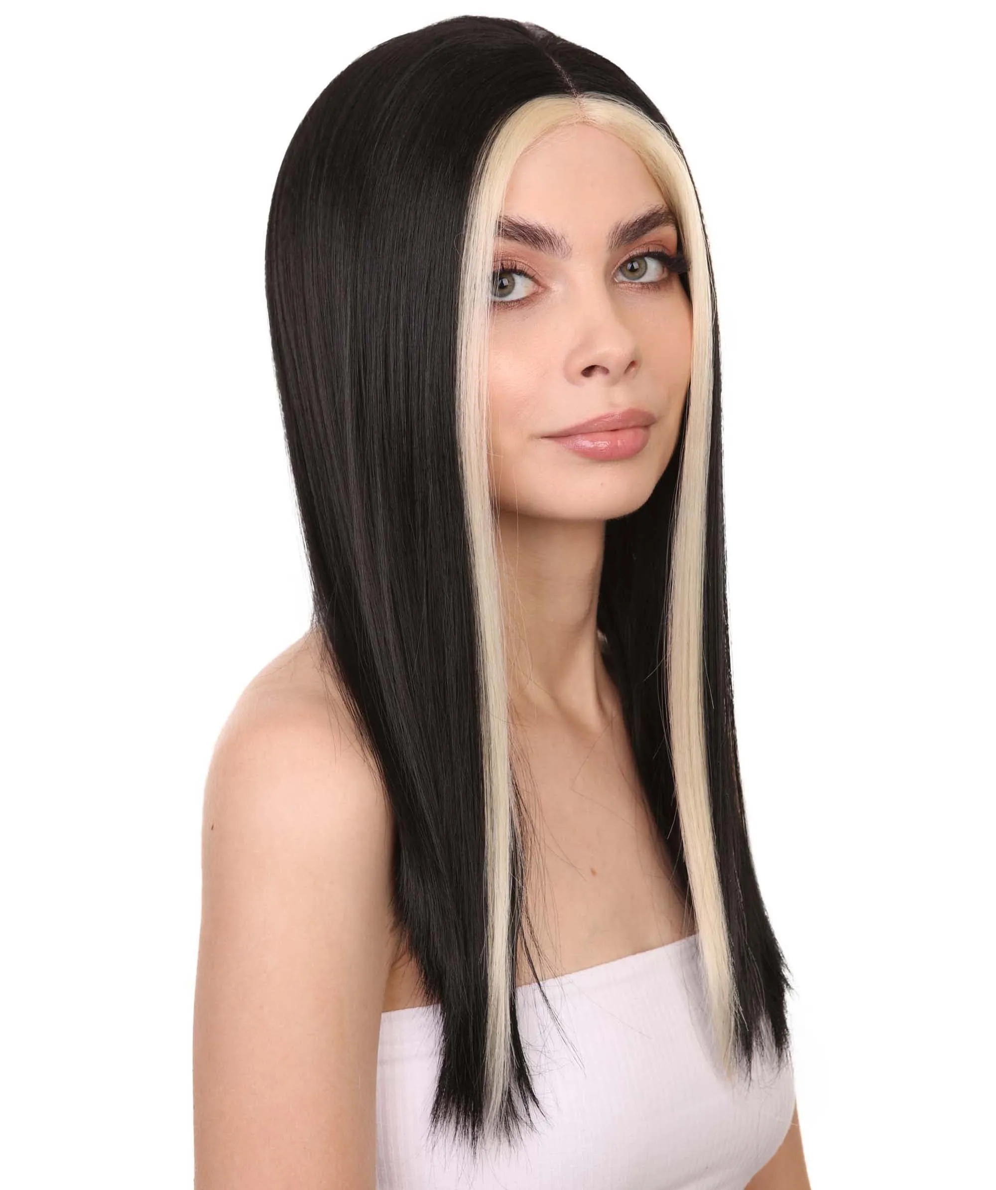 Adult Women's 18" Inch Long Length Straight 4x4 Lace Front Natural Black Blonde Highlight Icon Beauty Wig, 100% Heat Resistant Fibers, Perfect for your Everyday Wear and Styling to your Expectations | Nunique
