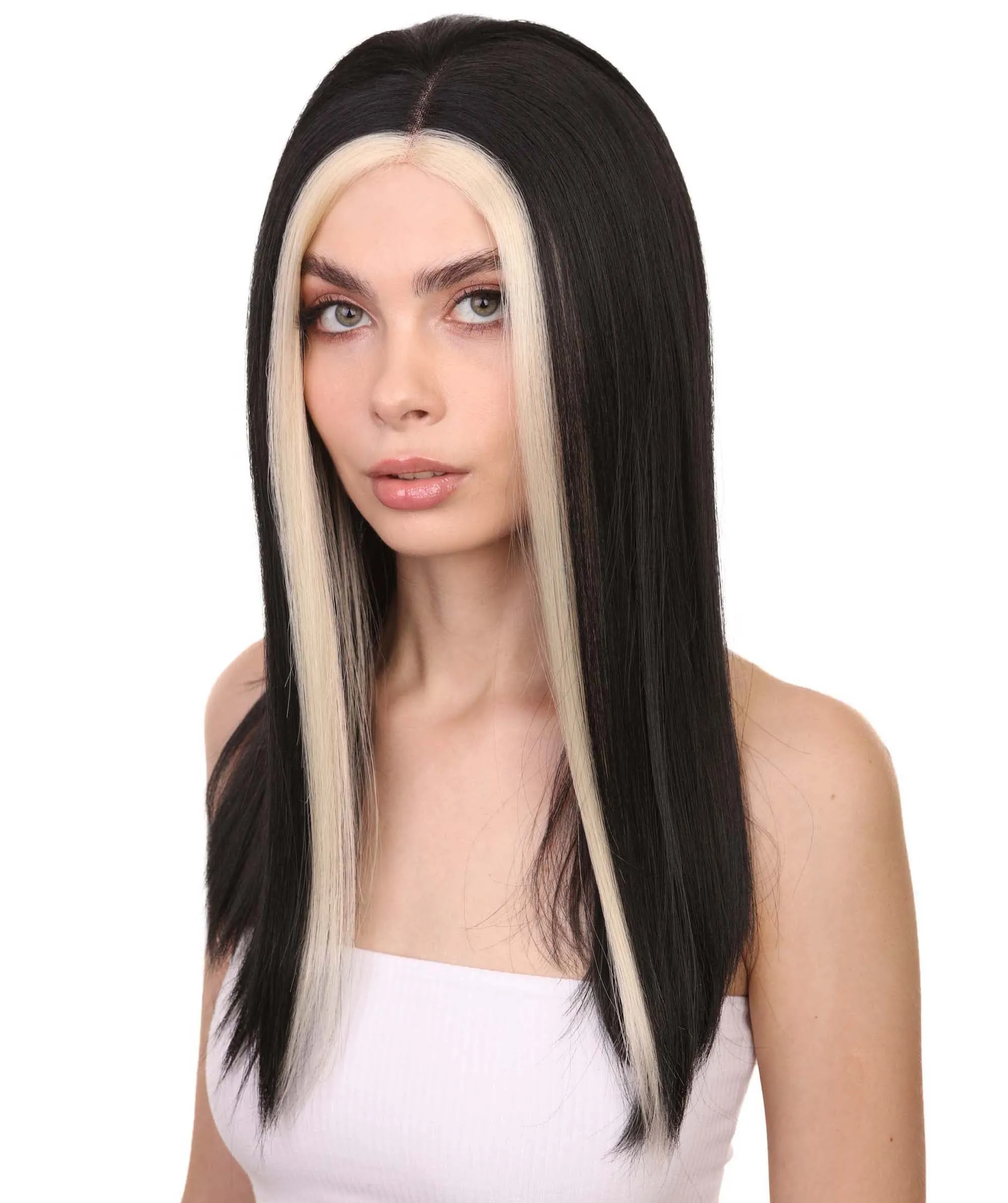 Adult Women's 18" Inch Long Length Straight 4x4 Lace Front Natural Black Blonde Highlight Icon Beauty Wig, 100% Heat Resistant Fibers, Perfect for your Everyday Wear and Styling to your Expectations | Nunique