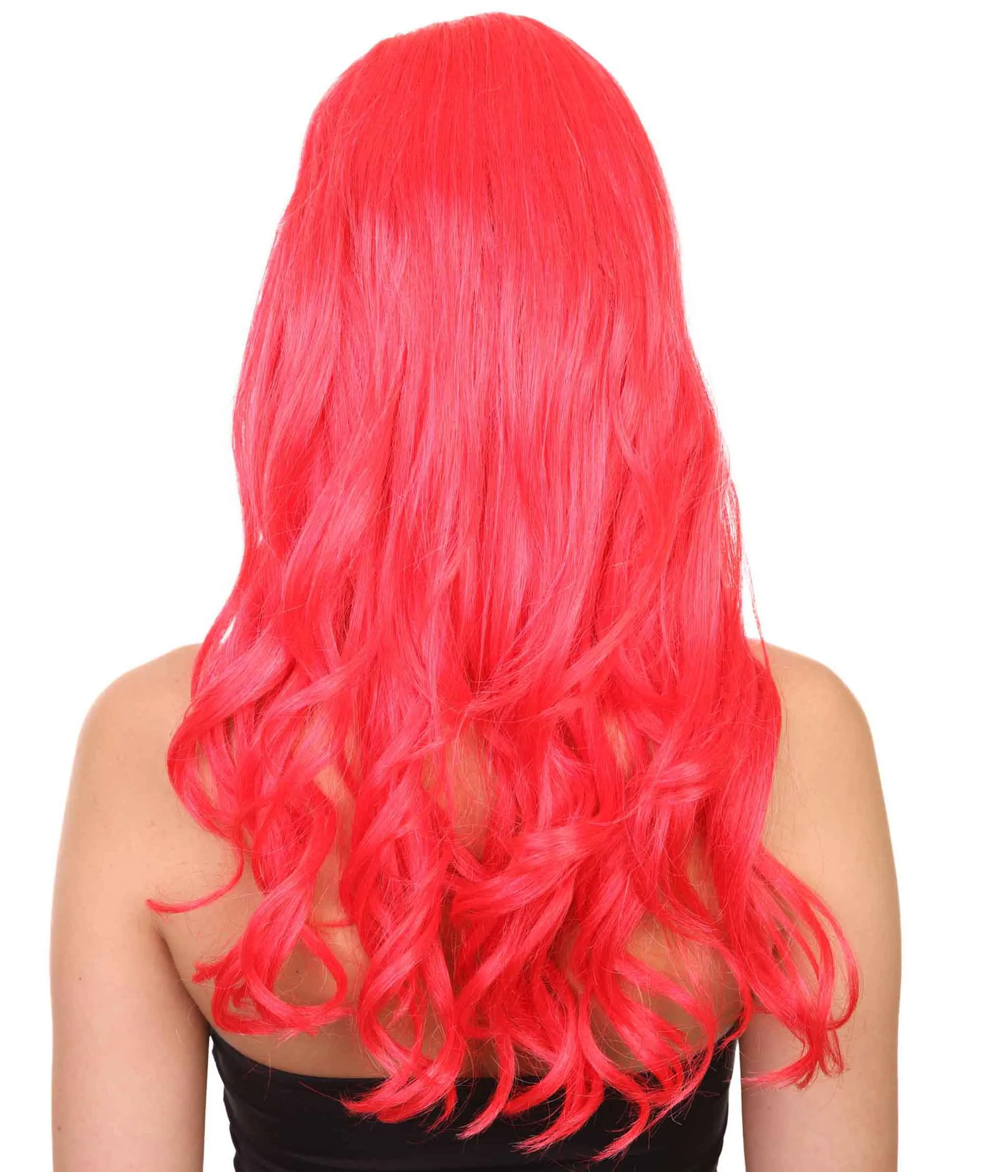 Adult Women's 21" Inch Long Length Halloween Sexy American Pop Star Costume Wig, Synthetic Soft Fiber Red Wine Cabernet Hair, Perfect for Parties and Festivals | HPO
