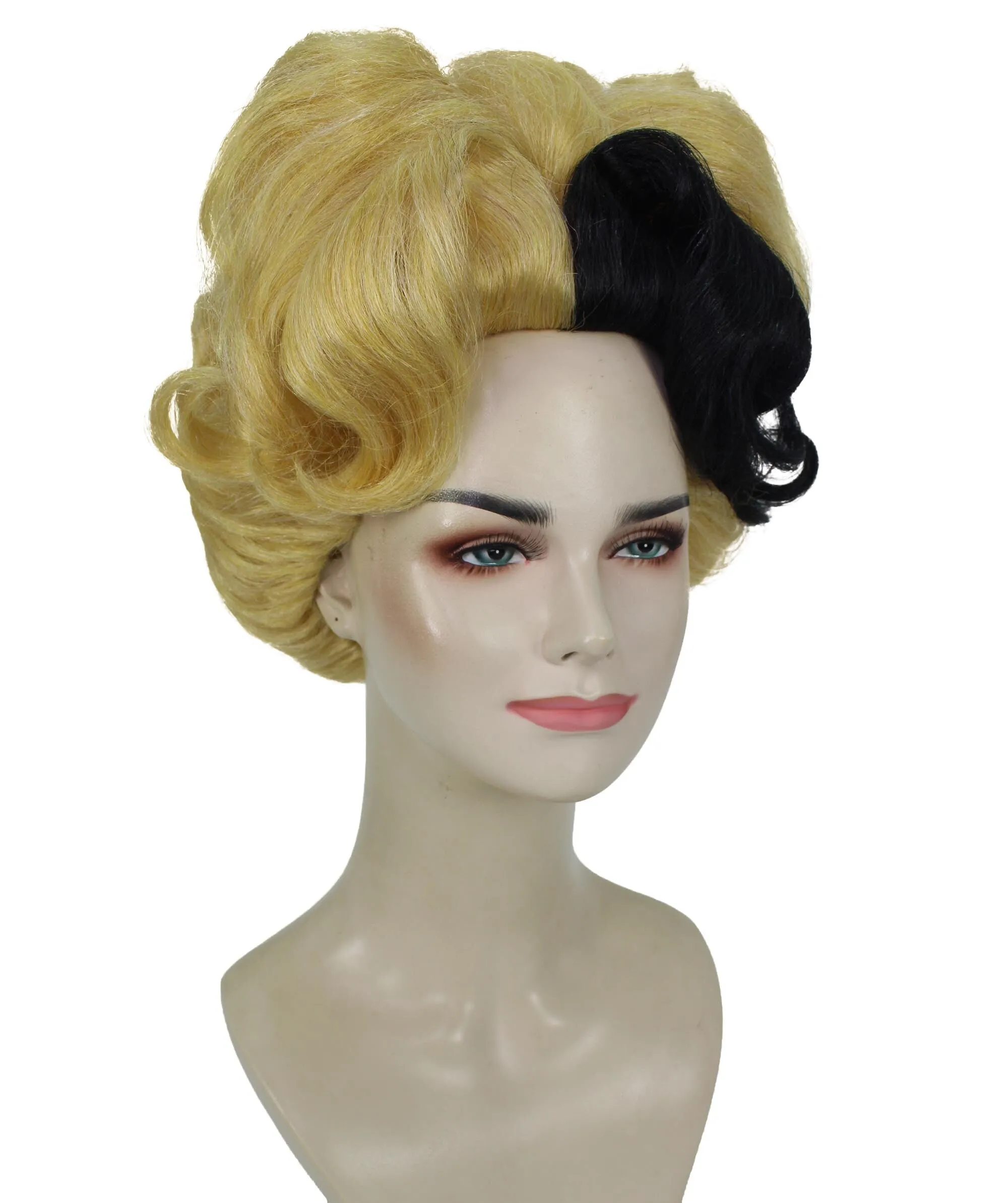 Adult Women’s American Drag Queen Blonde And Black Wig | Best for Halloween | Flame-retardant Synthetic Fiber