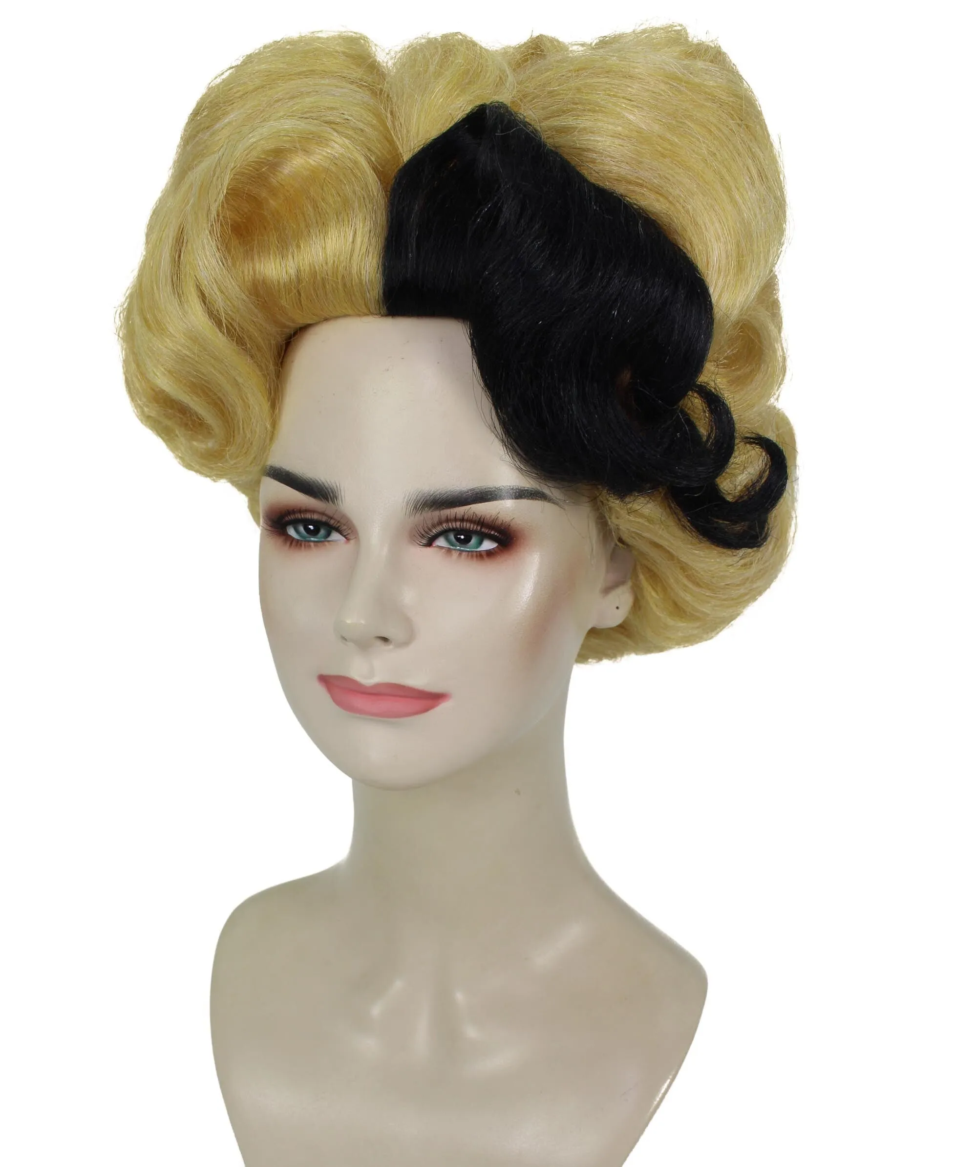 Adult Women’s American Drag Queen Blonde And Black Wig | Best for Halloween | Flame-retardant Synthetic Fiber