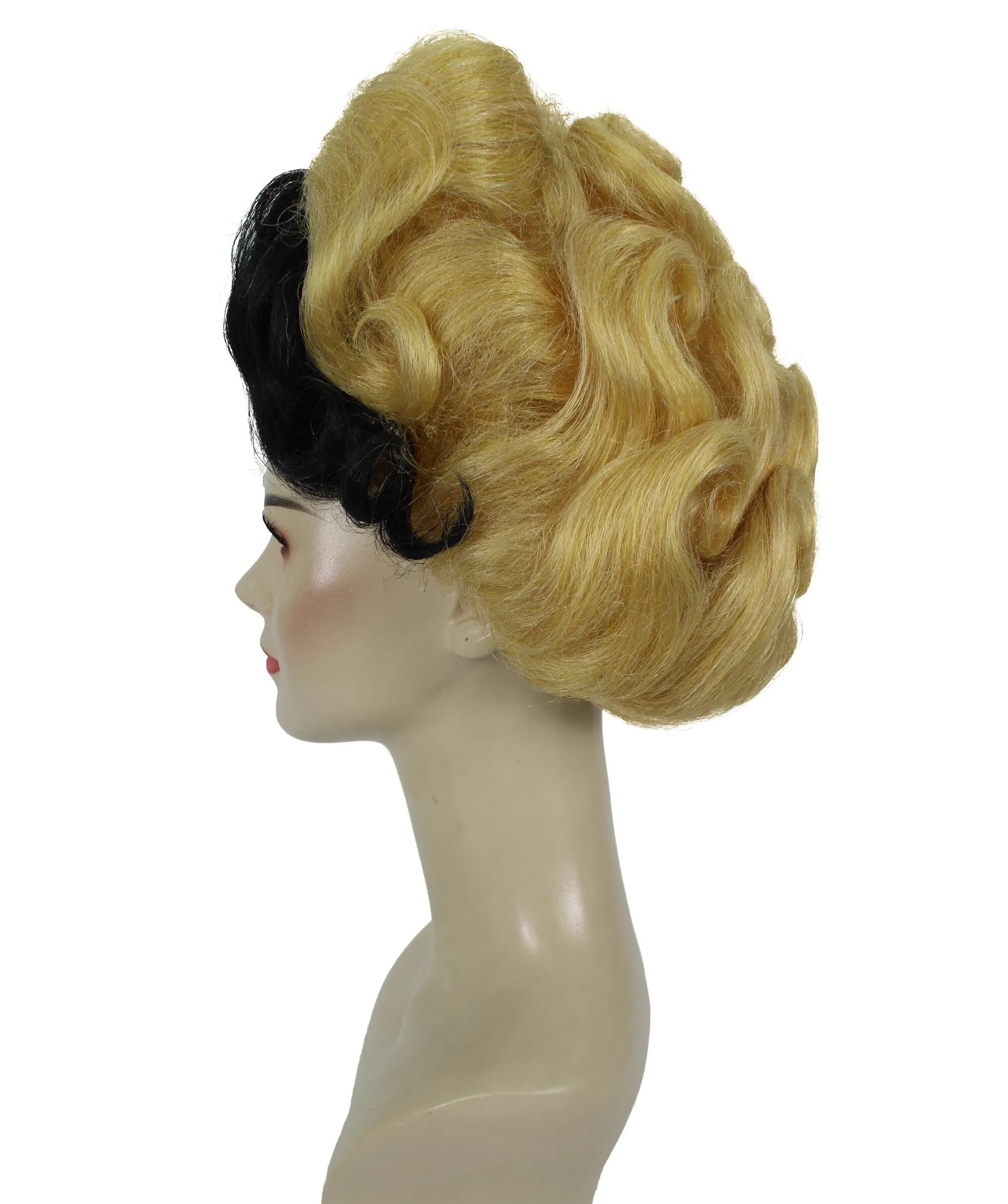 Adult Women’s American Drag Queen Blonde And Black Wig | Best for Halloween | Flame-retardant Synthetic Fiber