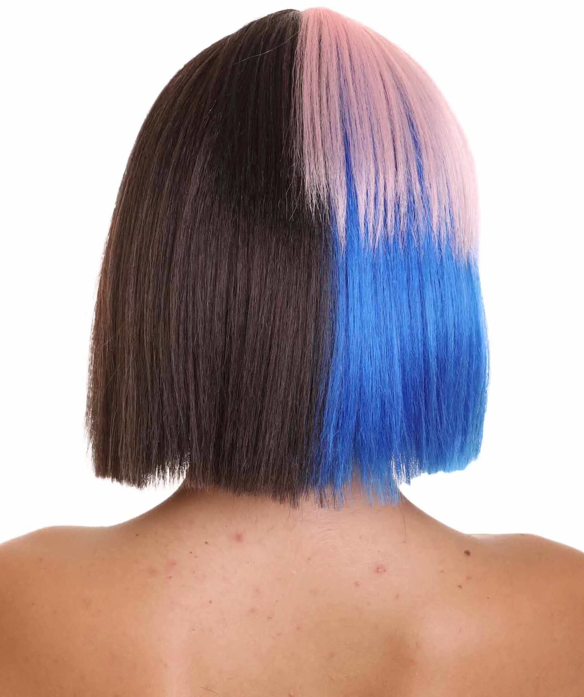 Adult Womens Bob Wig | Black, Pink, & Blue Celebrity Wig | Premium Breathable Capless Cap