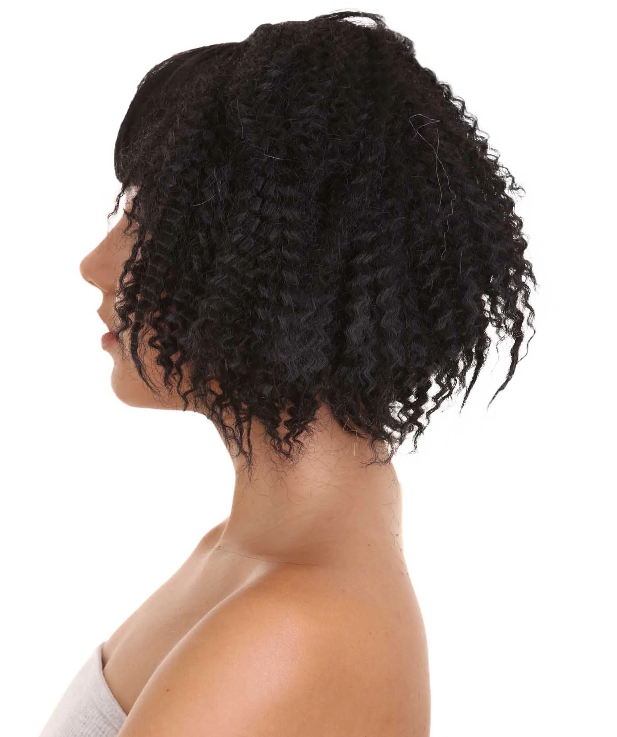 Adult Womens Crimped Ponytail Wig | Light Blue & Black Celebrity Wig | Premium Breathable Capless Cap