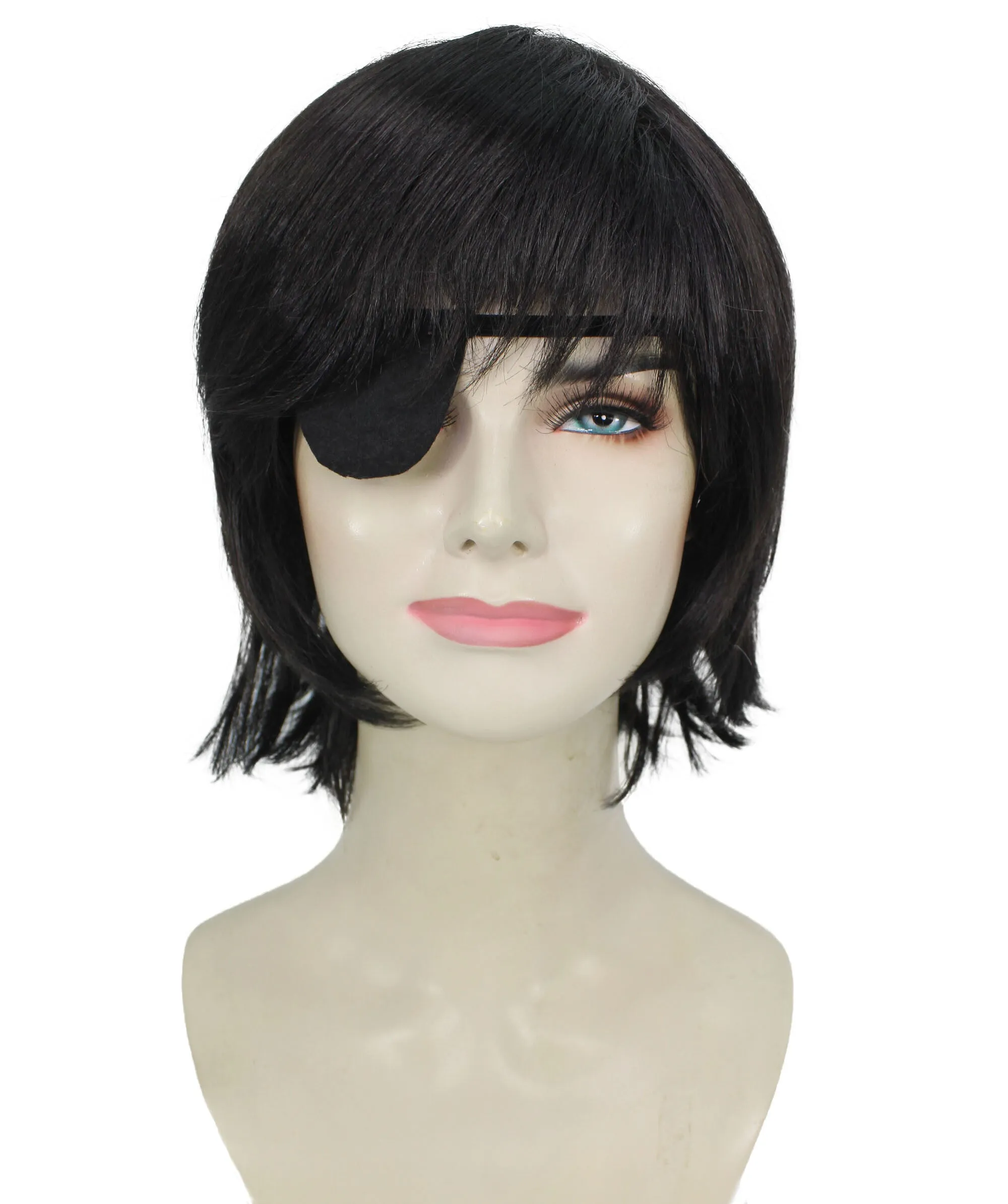 Adult Women’s Devil Hunter Bob Anime Wig, Breathable Capless Design, Perfect for Halloween and Anime-themed Group Parties, Flame-retardant Synthetic Fiber