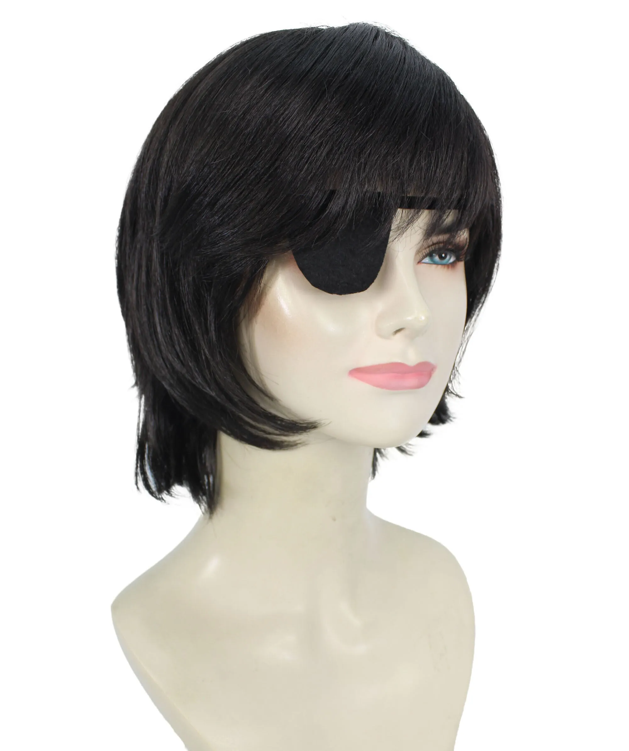 Adult Women’s Devil Hunter Bob Anime Wig, Breathable Capless Design, Perfect for Halloween and Anime-themed Group Parties, Flame-retardant Synthetic Fiber
