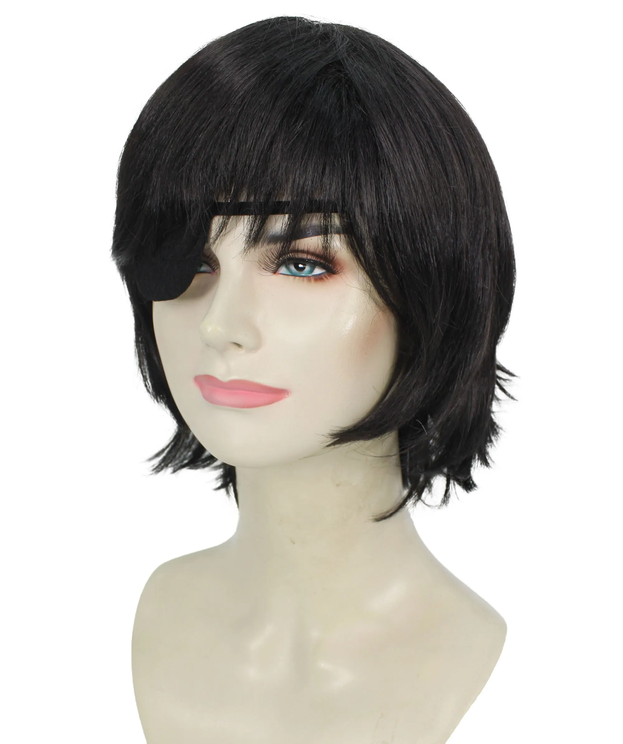Adult Women’s Devil Hunter Bob Anime Wig, Breathable Capless Design, Perfect for Halloween and Anime-themed Group Parties, Flame-retardant Synthetic Fiber
