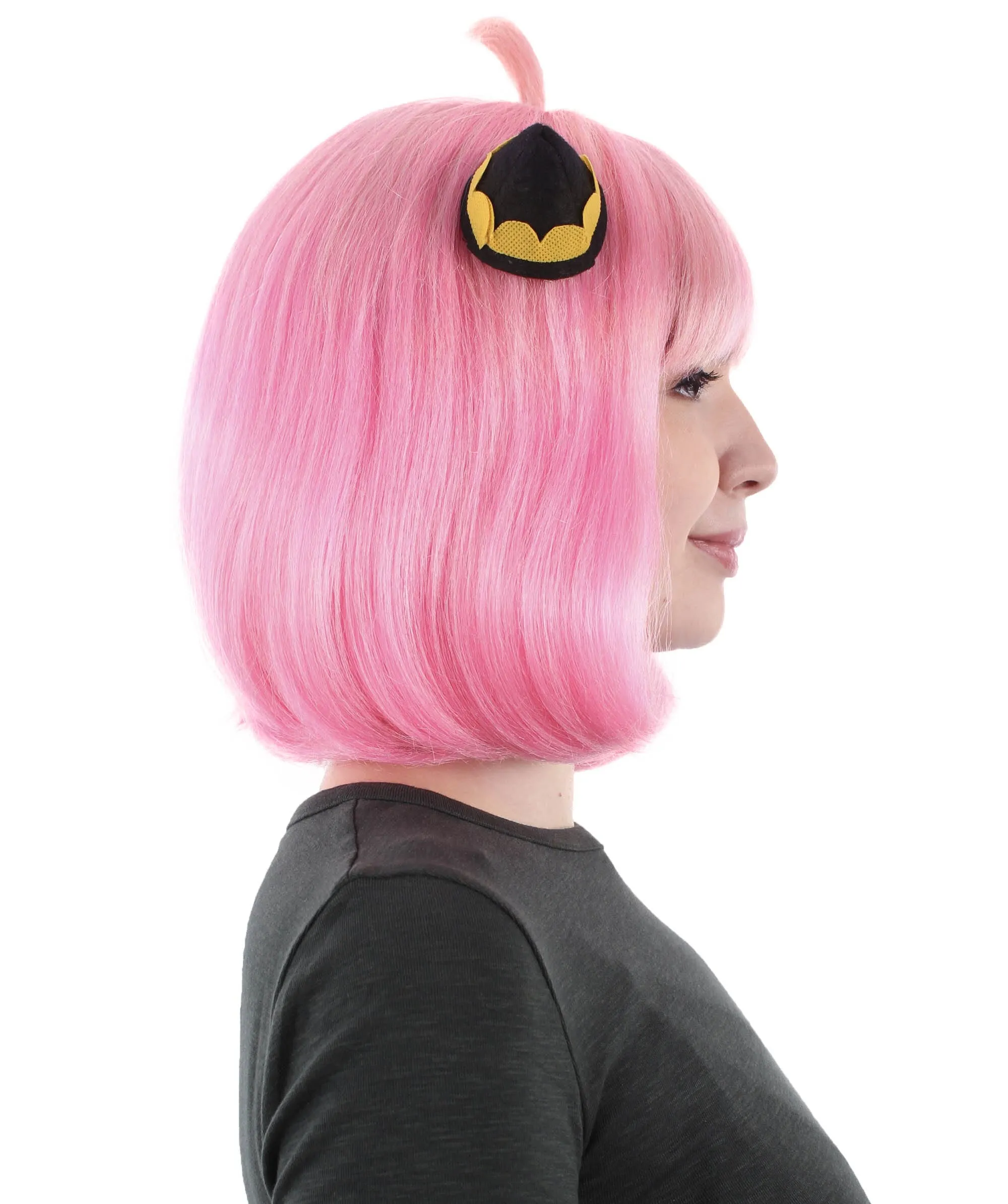 Adult Women’s Japanese Anime Series Short & Pink Straight Bob Wig | Best for Halloween | Flame-retardant Synthetic Fiber
