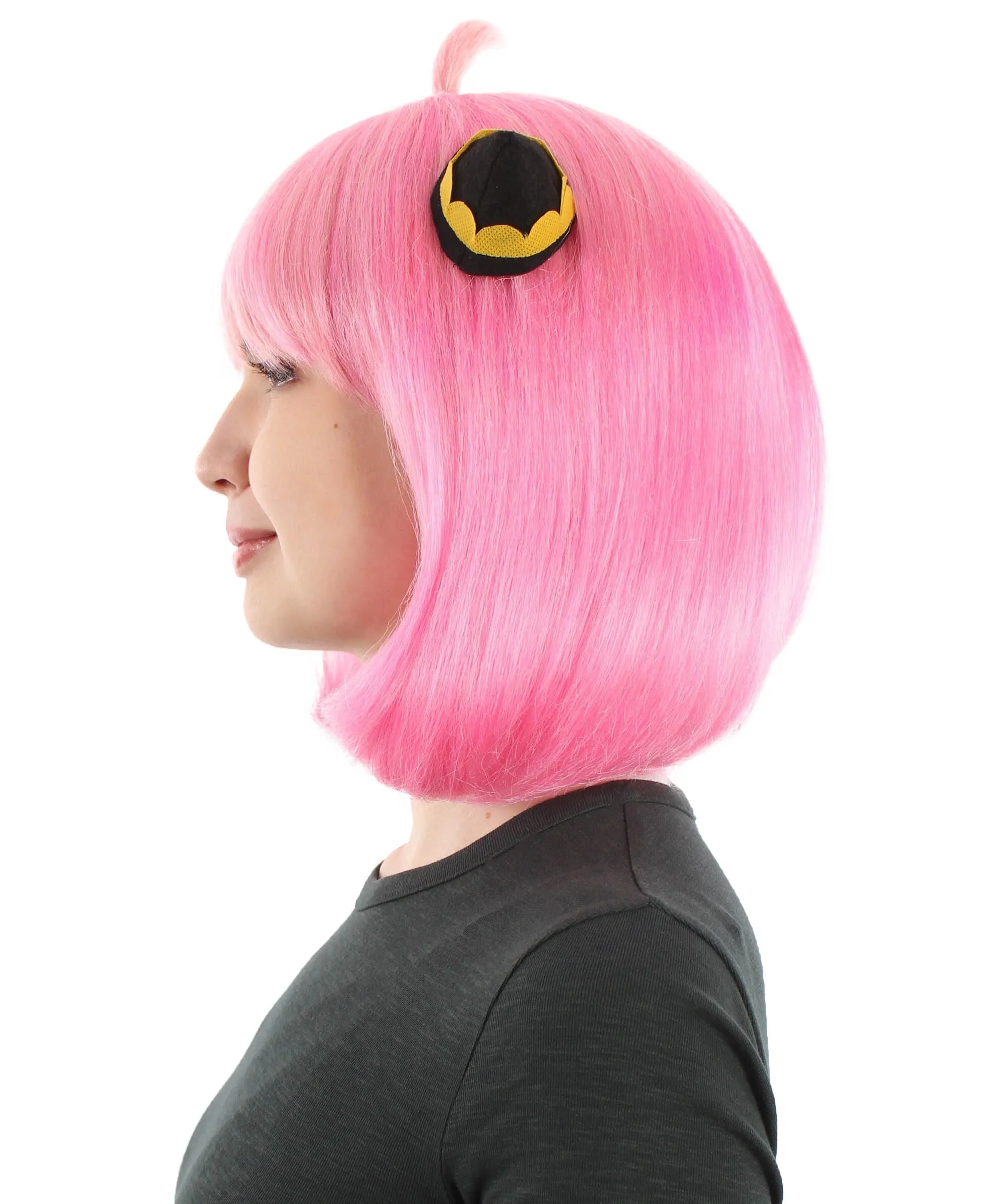 Adult Women’s Japanese Anime Series Short & Pink Straight Bob Wig | Best for Halloween | Flame-retardant Synthetic Fiber