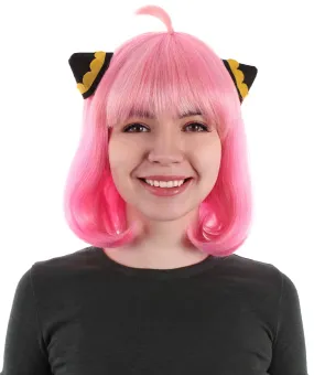 Adult Women’s Japanese Anime Series Short & Pink Straight Bob Wig | Best for Halloween | Flame-retardant Synthetic Fiber