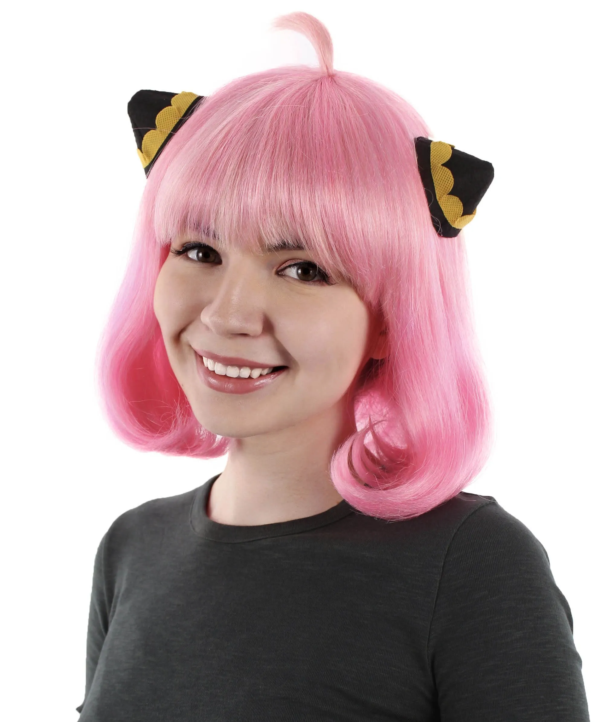 Adult Women’s Japanese Anime Series Short & Pink Straight Bob Wig | Best for Halloween | Flame-retardant Synthetic Fiber