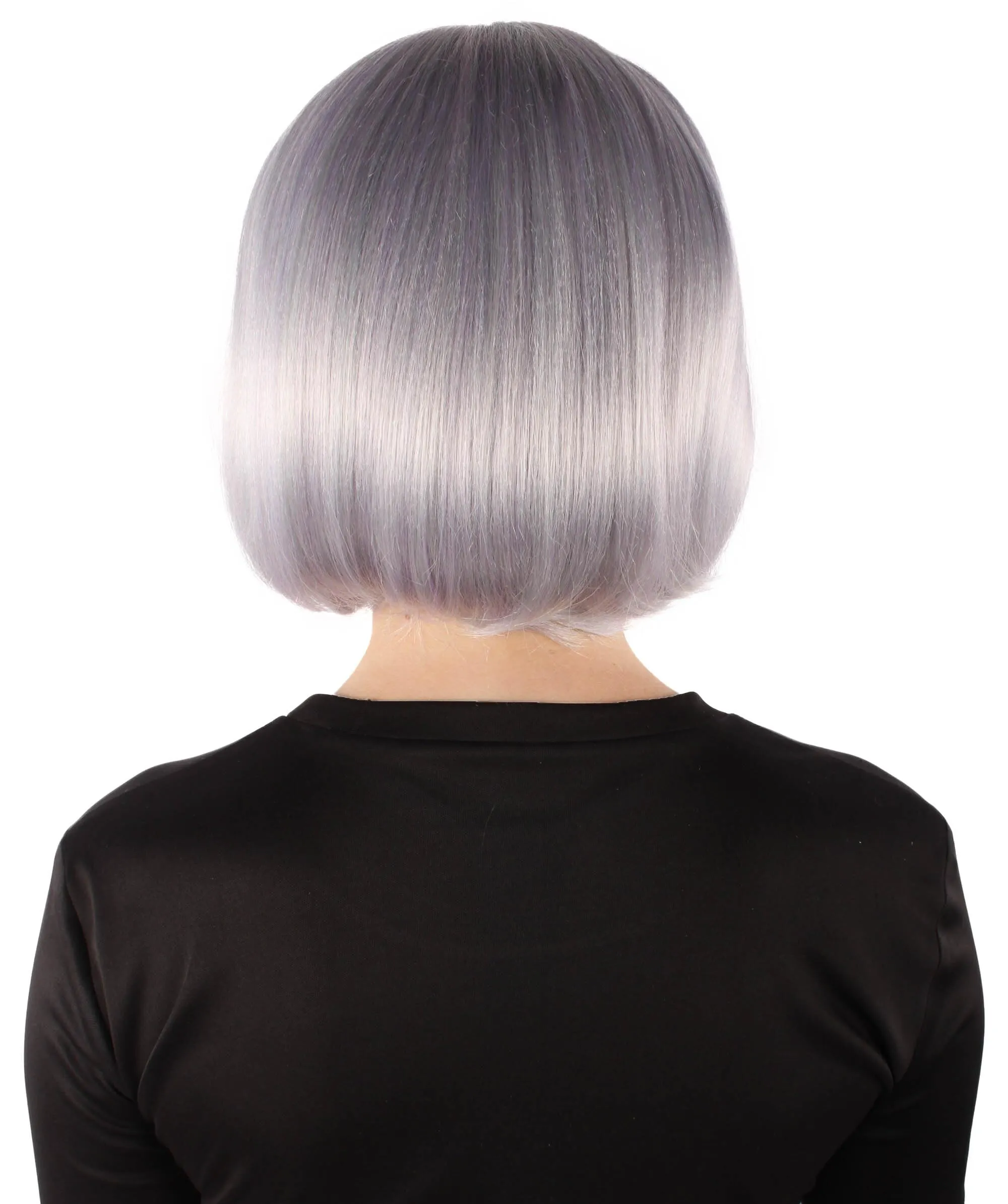 Adult Women's Light Purple Bob-style Anime Wig with Bangs and Braids, Best for Halloween, Flame-retardant Synthetic Fiber