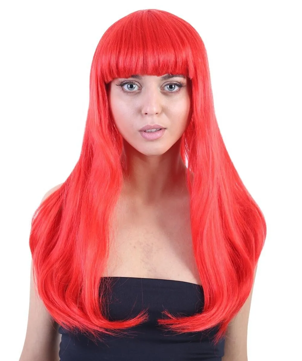 Adult Women's Long Length Party Girl Blonde Wig with Bangs |  Multiple Color Option | Flame-retardant Synthetic Fiber Hair