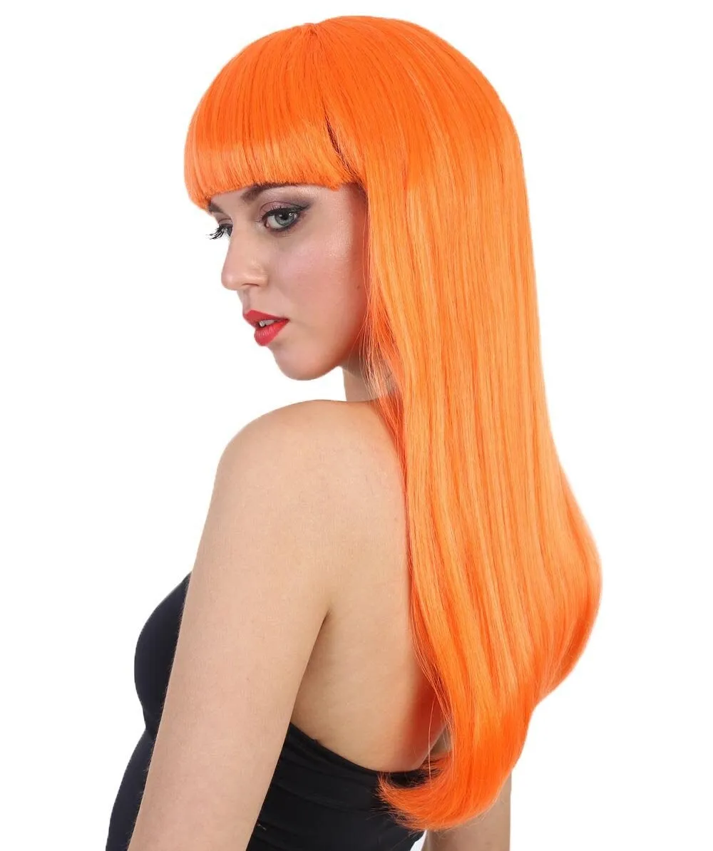 Adult Women's Long Length Party Girl Blonde Wig with Bangs |  Multiple Color Option | Flame-retardant Synthetic Fiber Hair