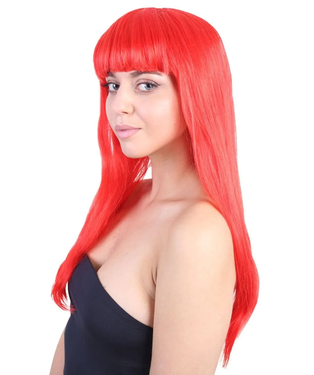 Adult Women's Long Length Party Girl Blonde Wig with Bangs |  Multiple Color Option | Flame-retardant Synthetic Fiber Hair