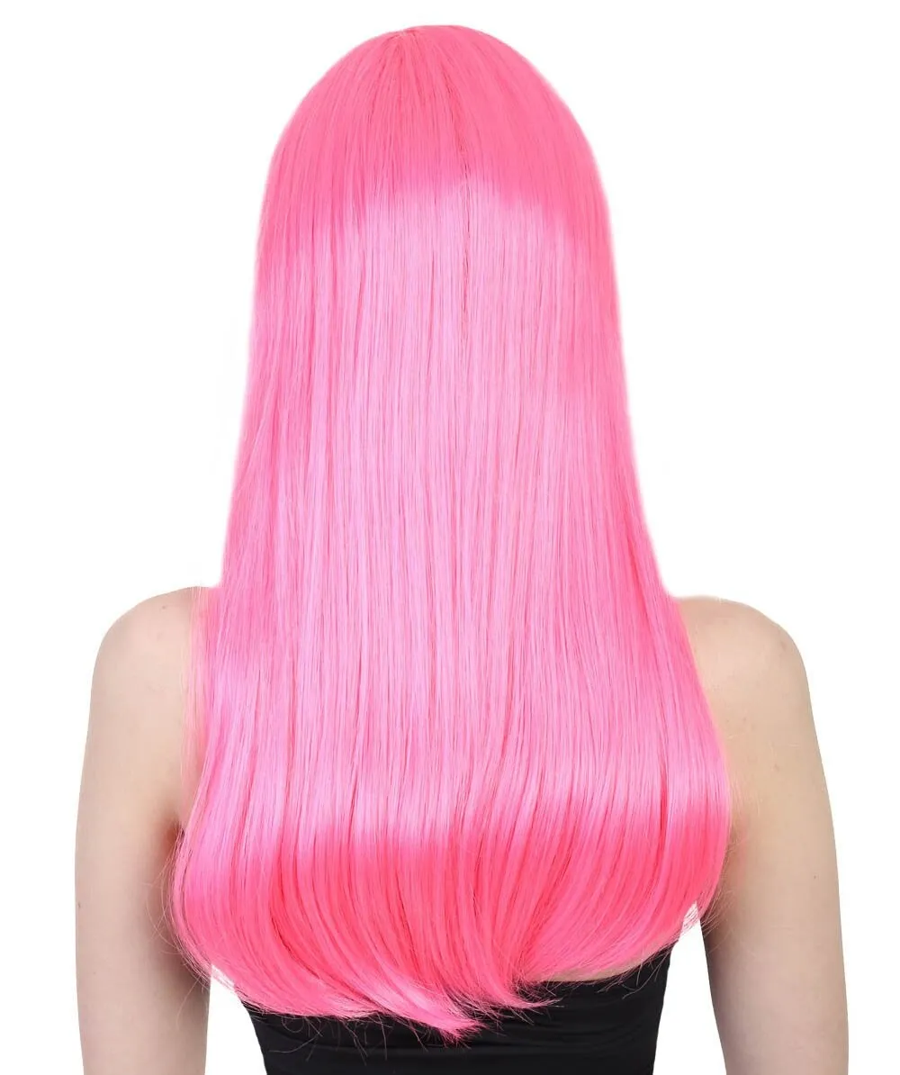 Adult Women's Long Length Party Girl Blonde Wig with Bangs |  Multiple Color Option | Flame-retardant Synthetic Fiber Hair