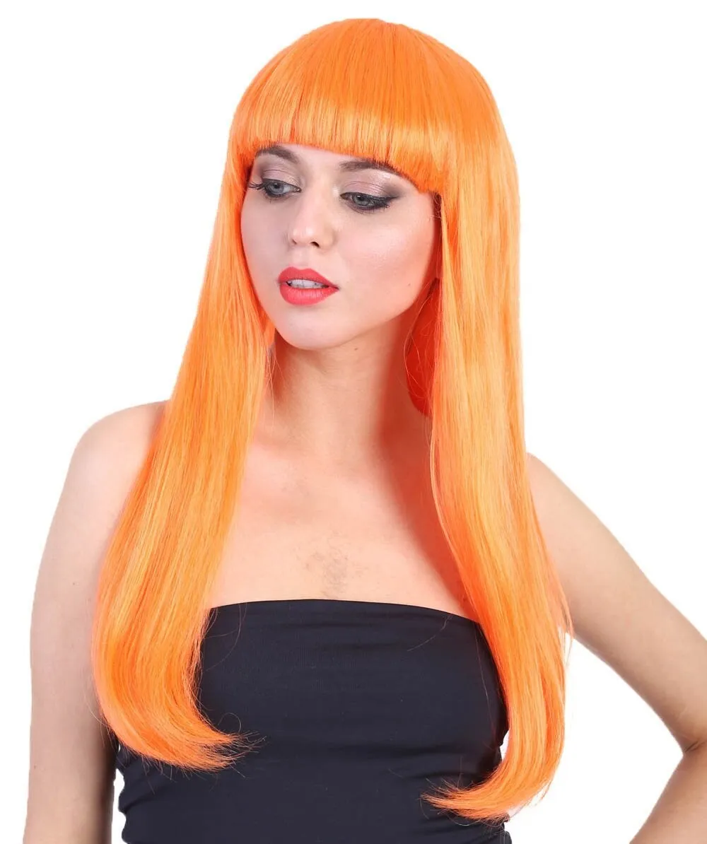 Adult Women's Long Length Party Girl Blonde Wig with Bangs |  Multiple Color Option | Flame-retardant Synthetic Fiber Hair