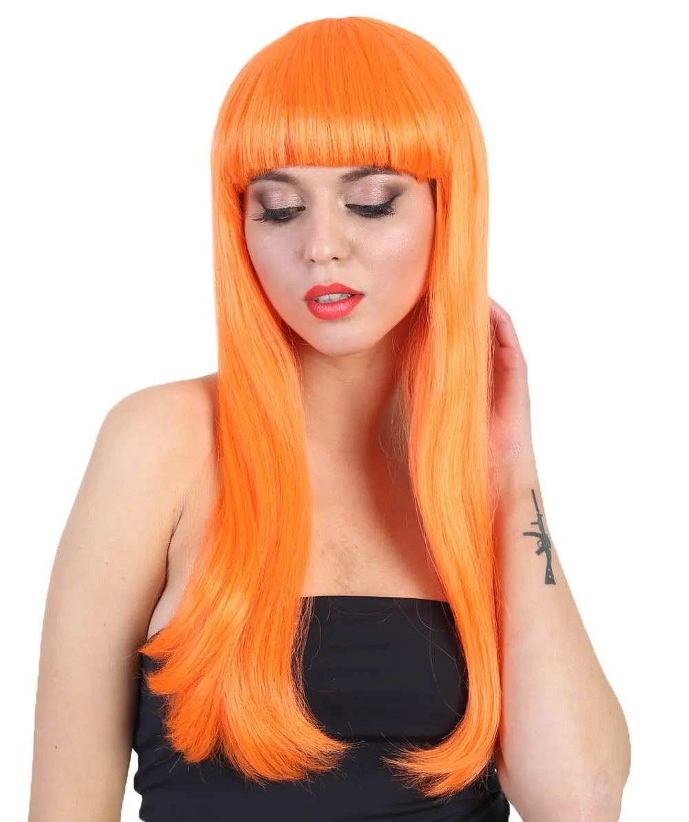 Adult Women's Long Length Party Girl Blonde Wig with Bangs |  Multiple Color Option | Flame-retardant Synthetic Fiber Hair