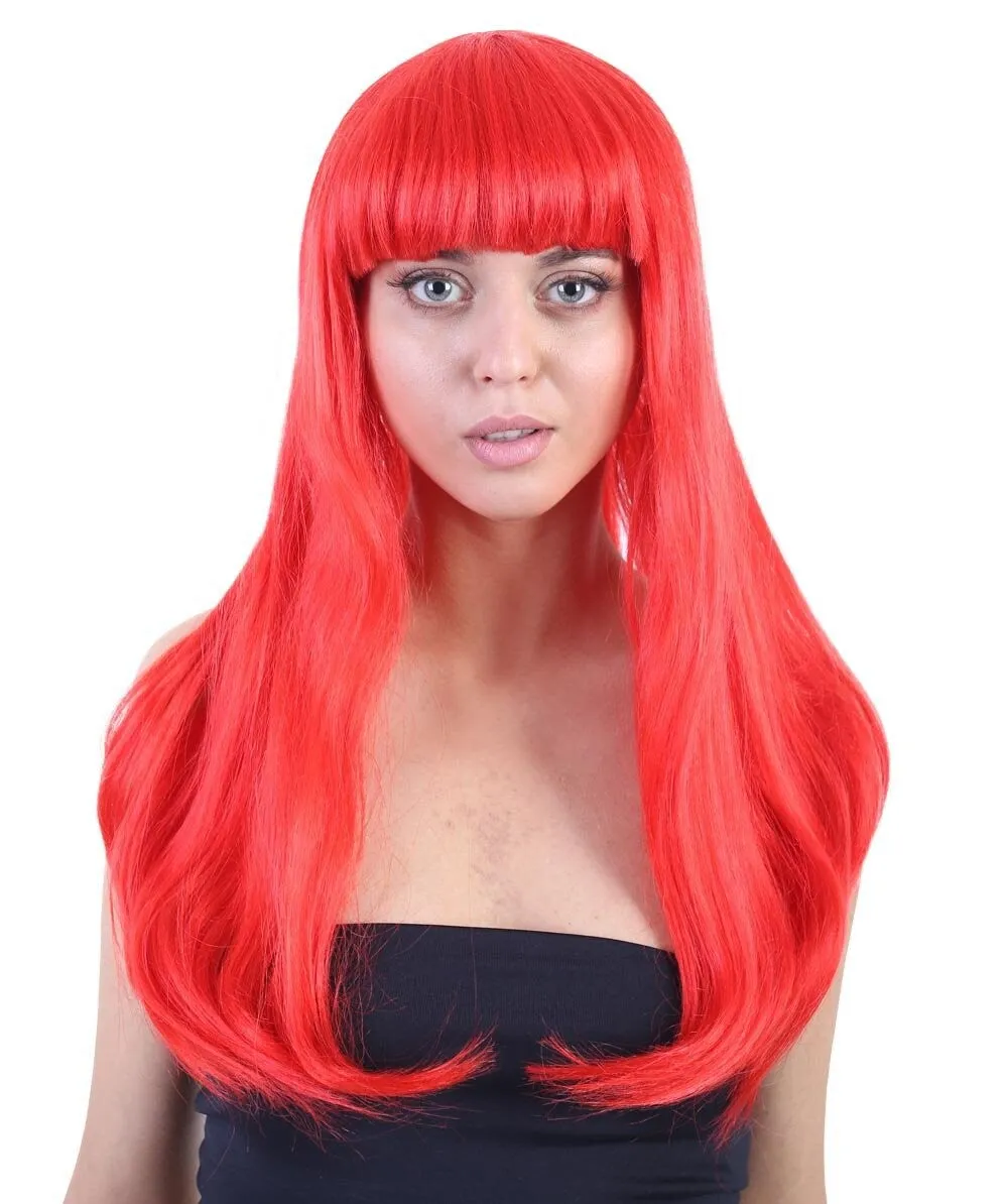 Adult Women's Long Length Party Girl Blonde Wig with Bangs |  Multiple Color Option | Flame-retardant Synthetic Fiber Hair