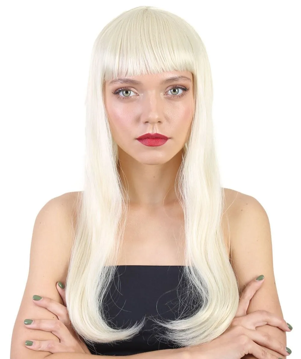 Adult Women's Long Length Party Girl Blonde Wig with Bangs |  Multiple Color Option | Flame-retardant Synthetic Fiber Hair